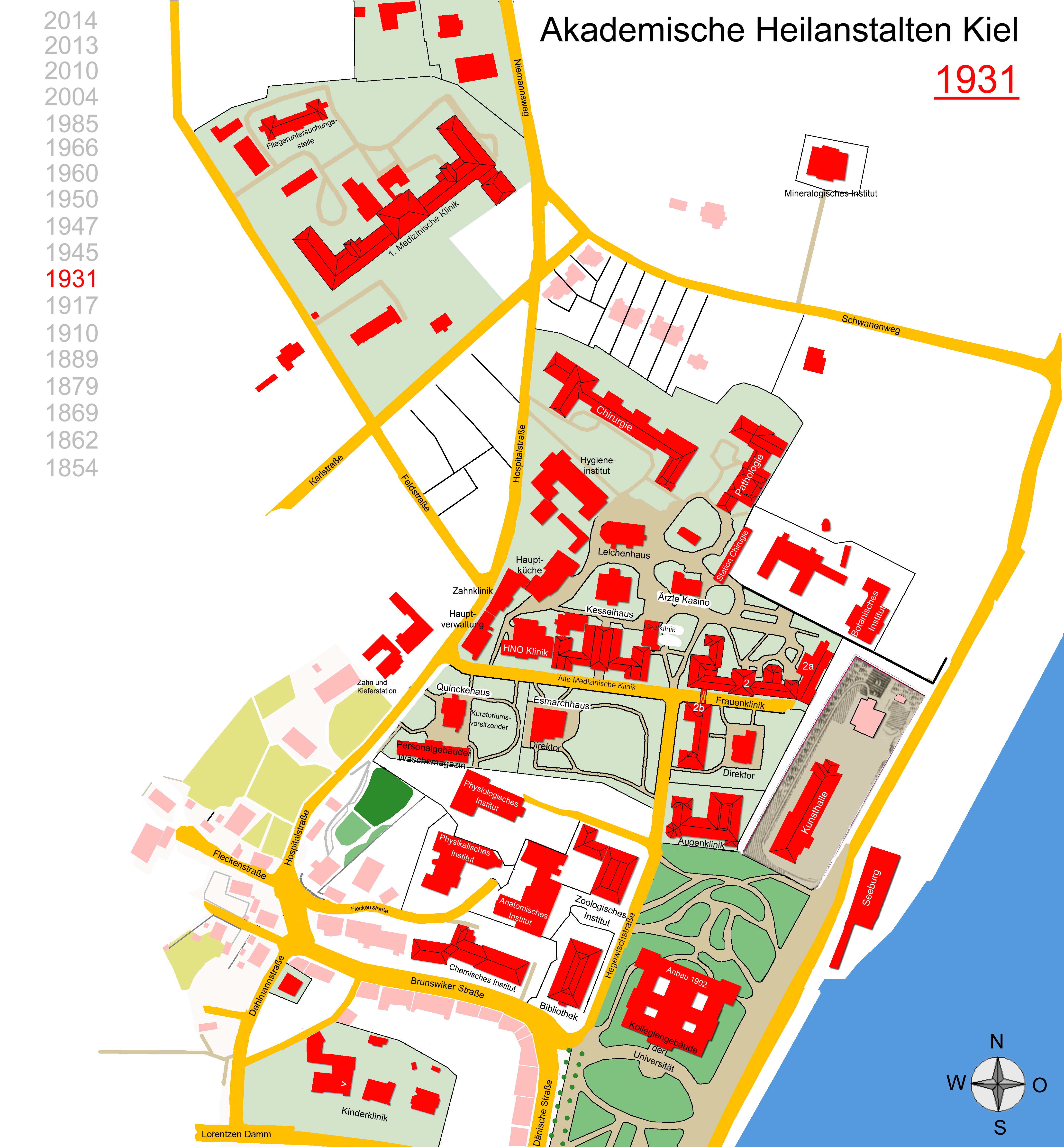 Lageplan akademische Heilanstalten Kiel 1931