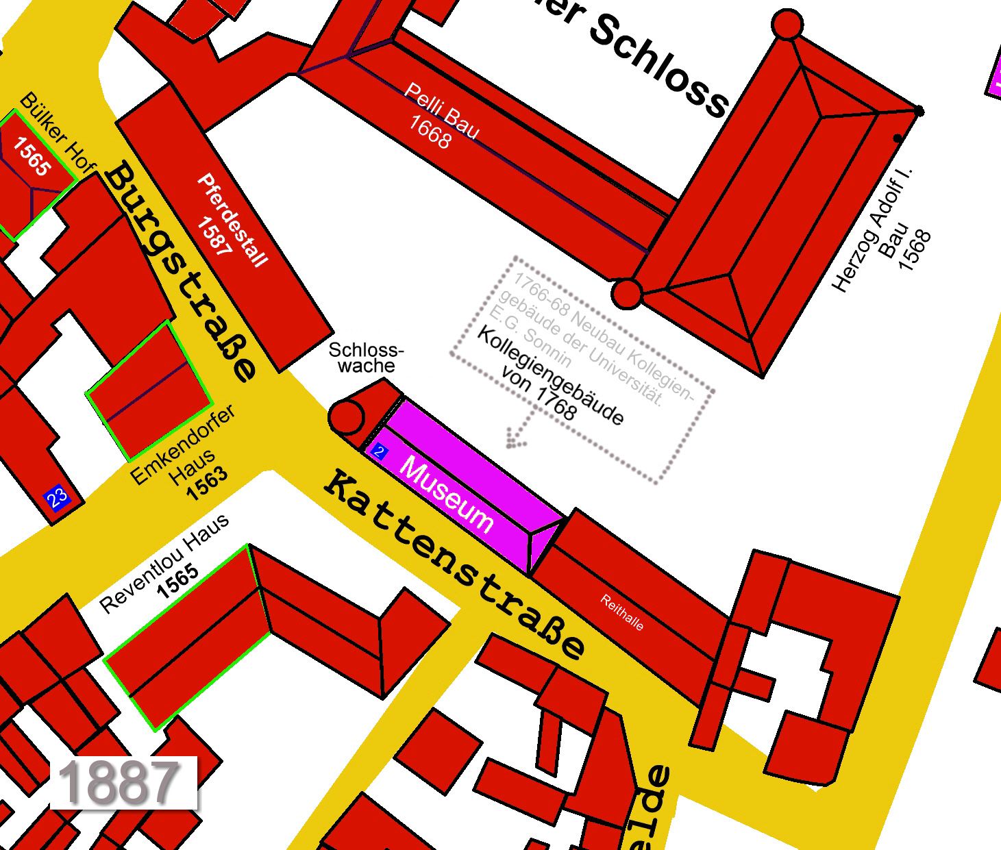 Lageplan Museum vaterlndischer Altertmer Kiel 1887