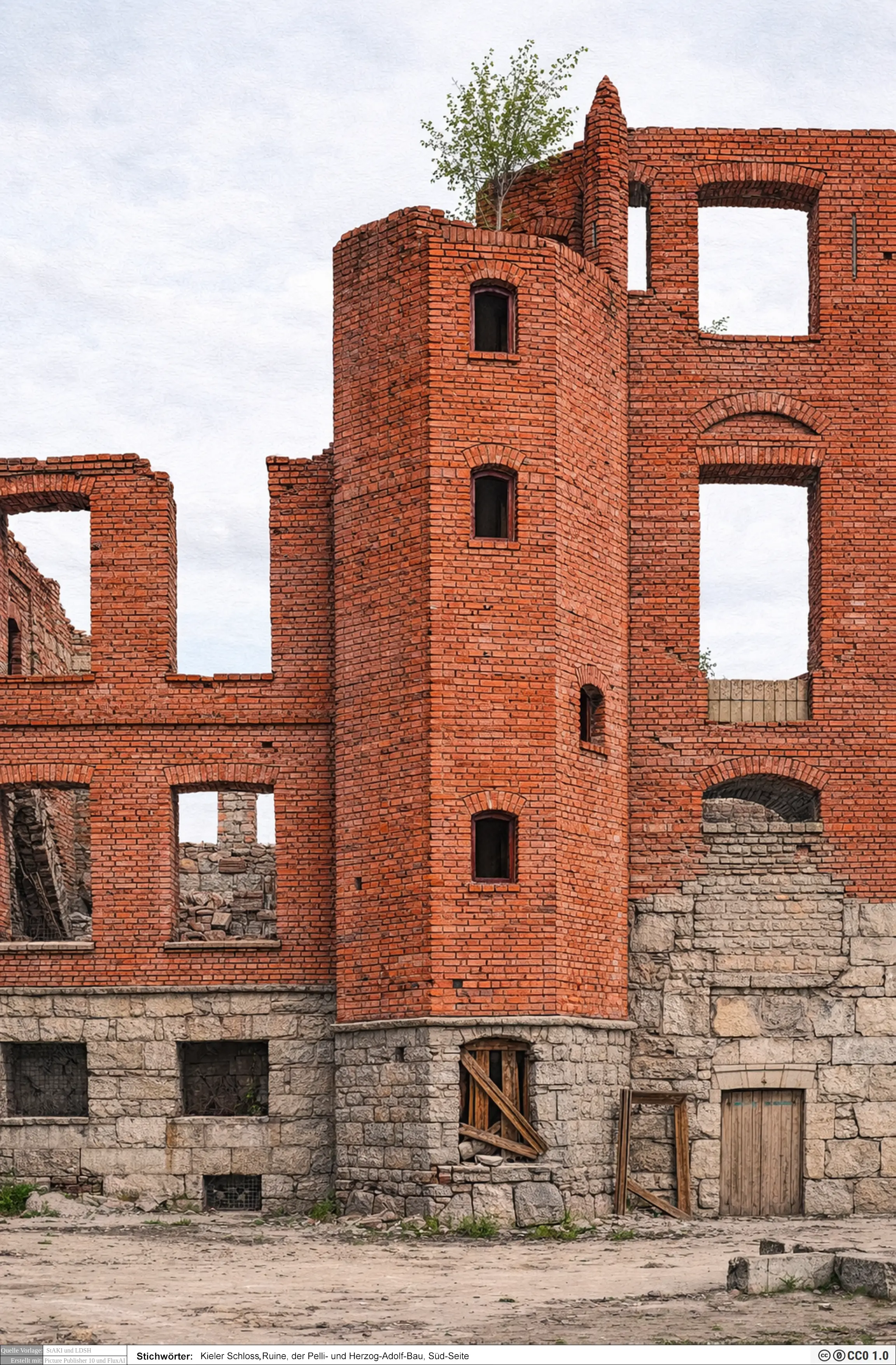 Kieler Schlossruine,Pelli-Bau,Herzog-Adolf-Bau,S&uuml;d-Seite