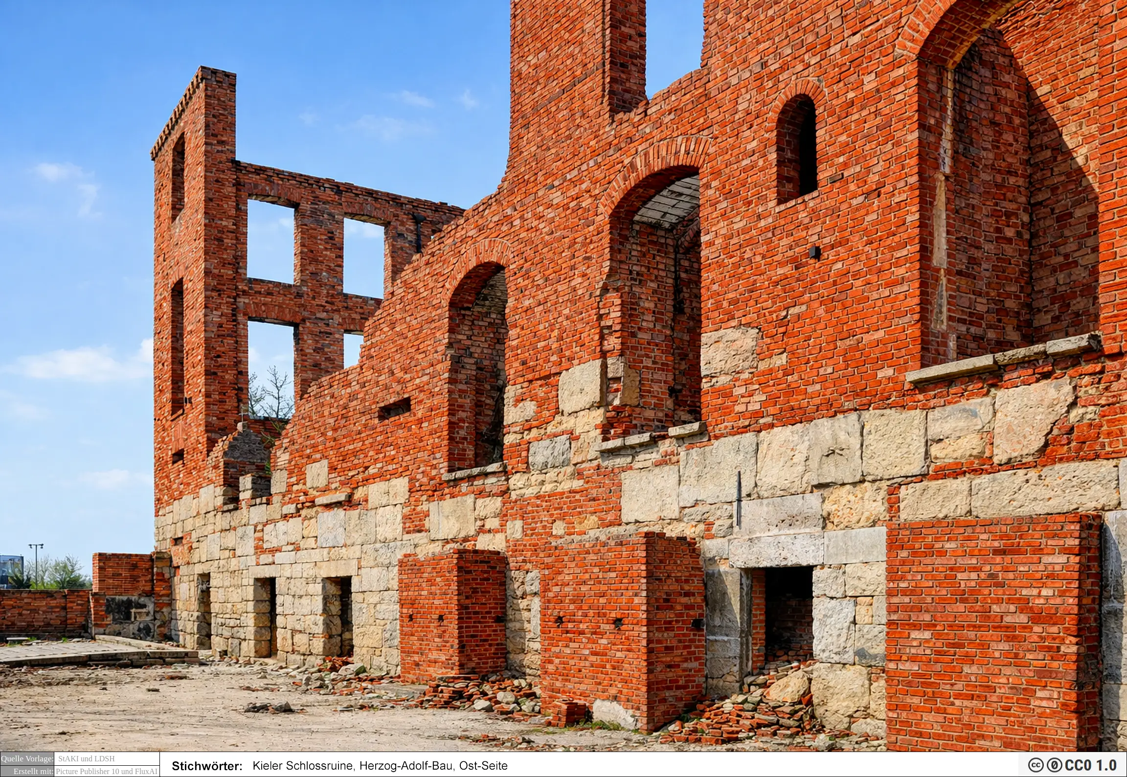 Kieler Schlossruine,Herzog-Adolf-Bau,Ost-Seite