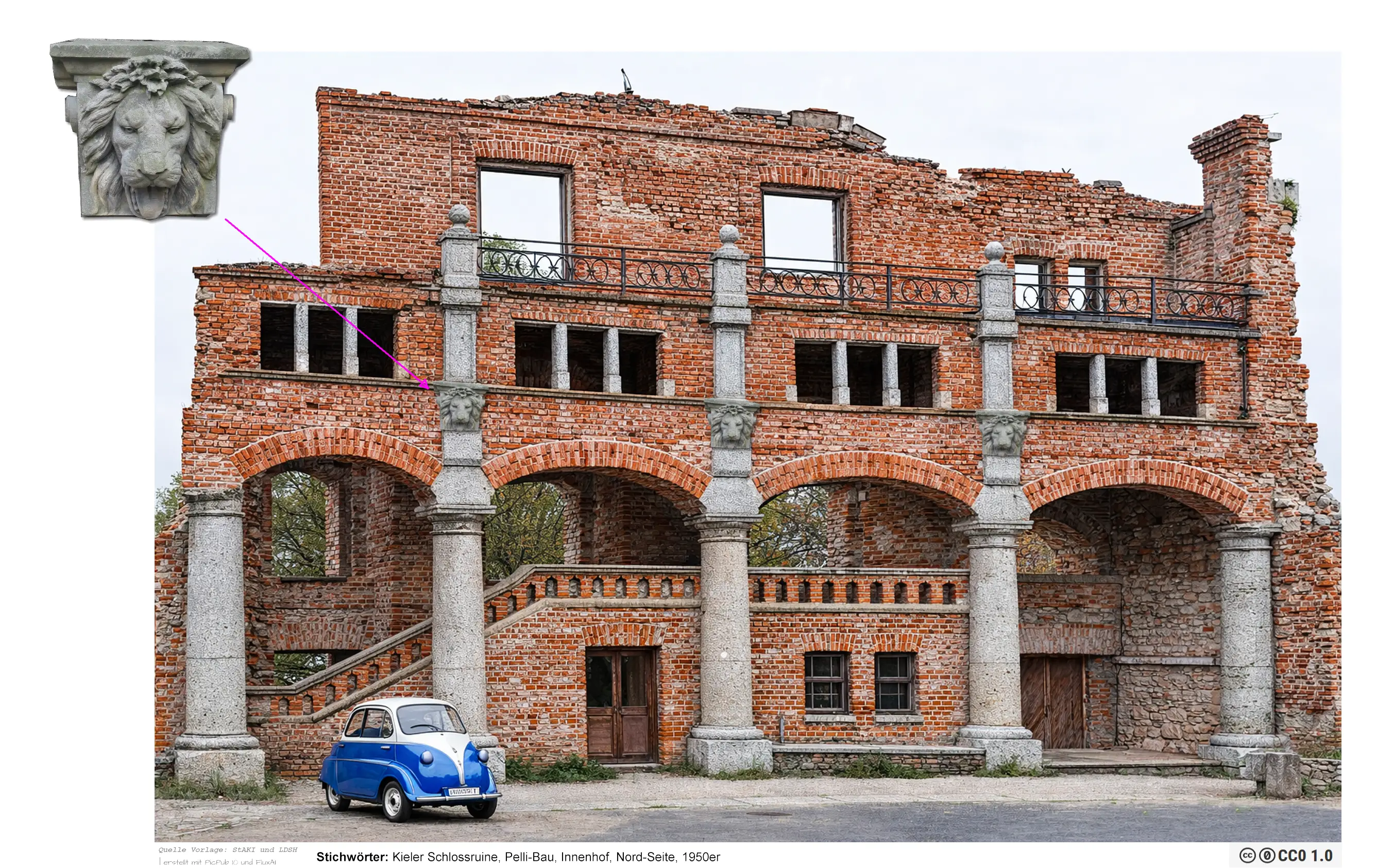 Kieler Schlossruine,Pelli-Bau,Innenhof,Nord-Seite