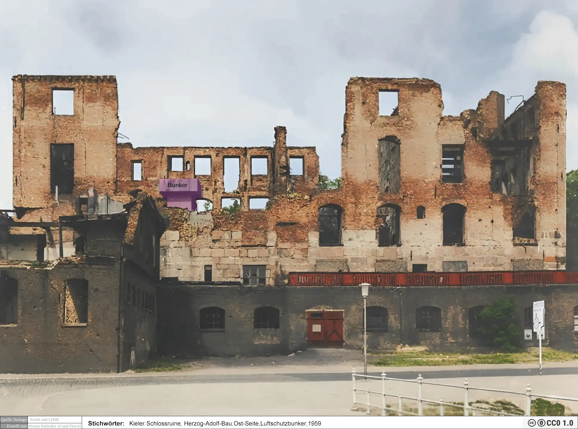 Kieler Schlossruine,Luftschutzbunker,Herzog-Adolf-Bau,Ost-Seite,1959