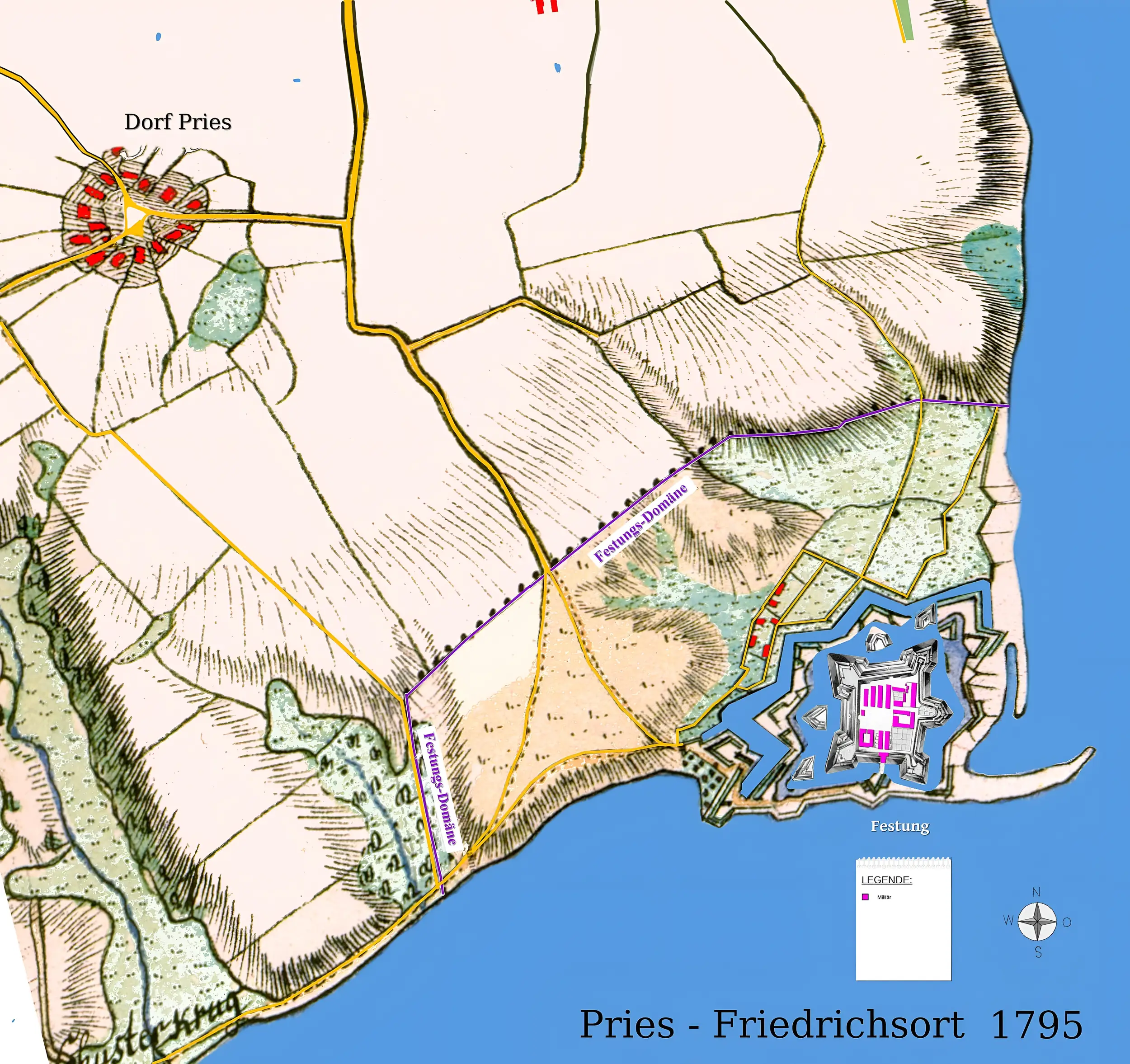 Lageplan Festung Friedrichsort  1795