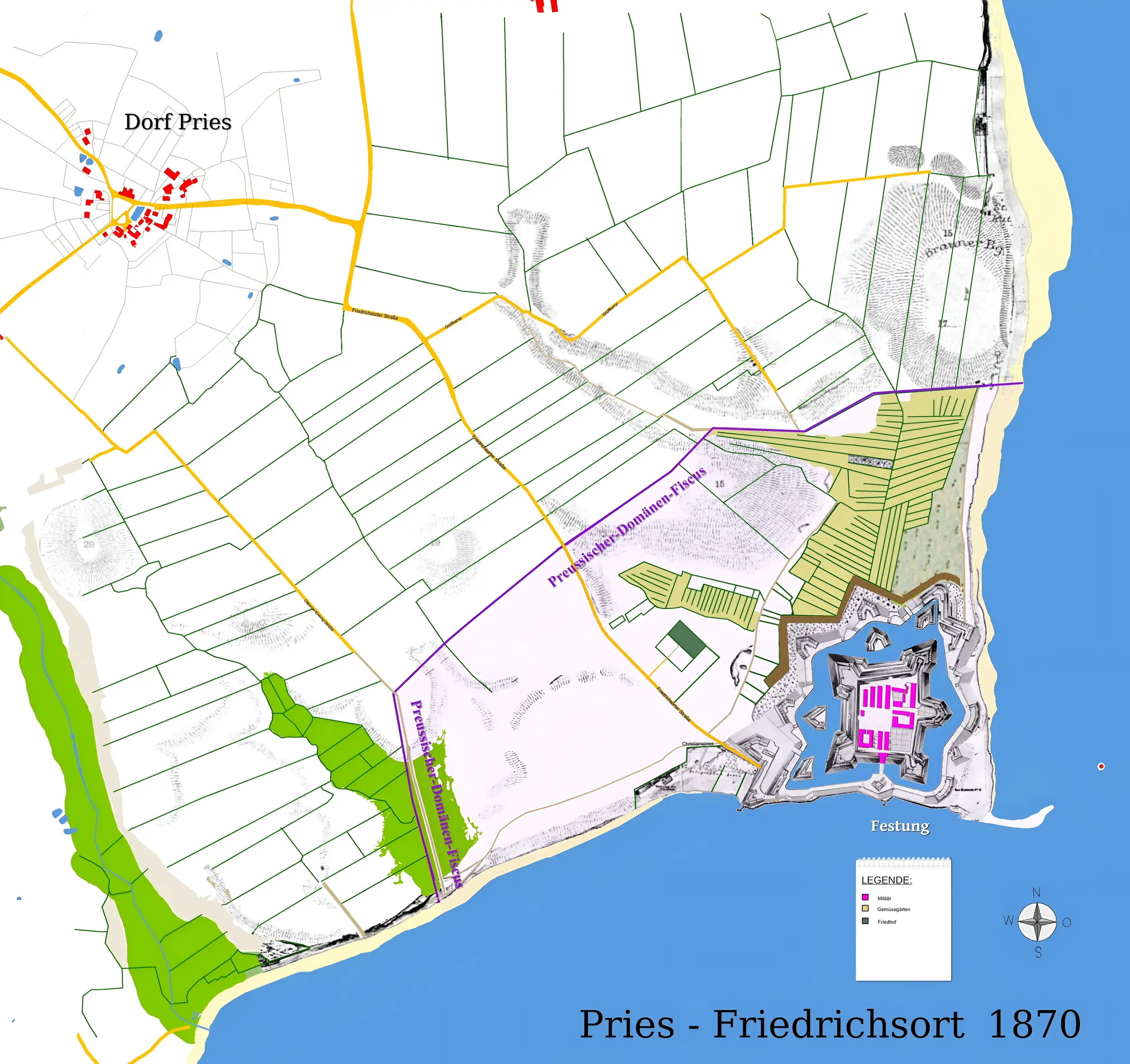 Lageplan Festung Friedrichsort  1870