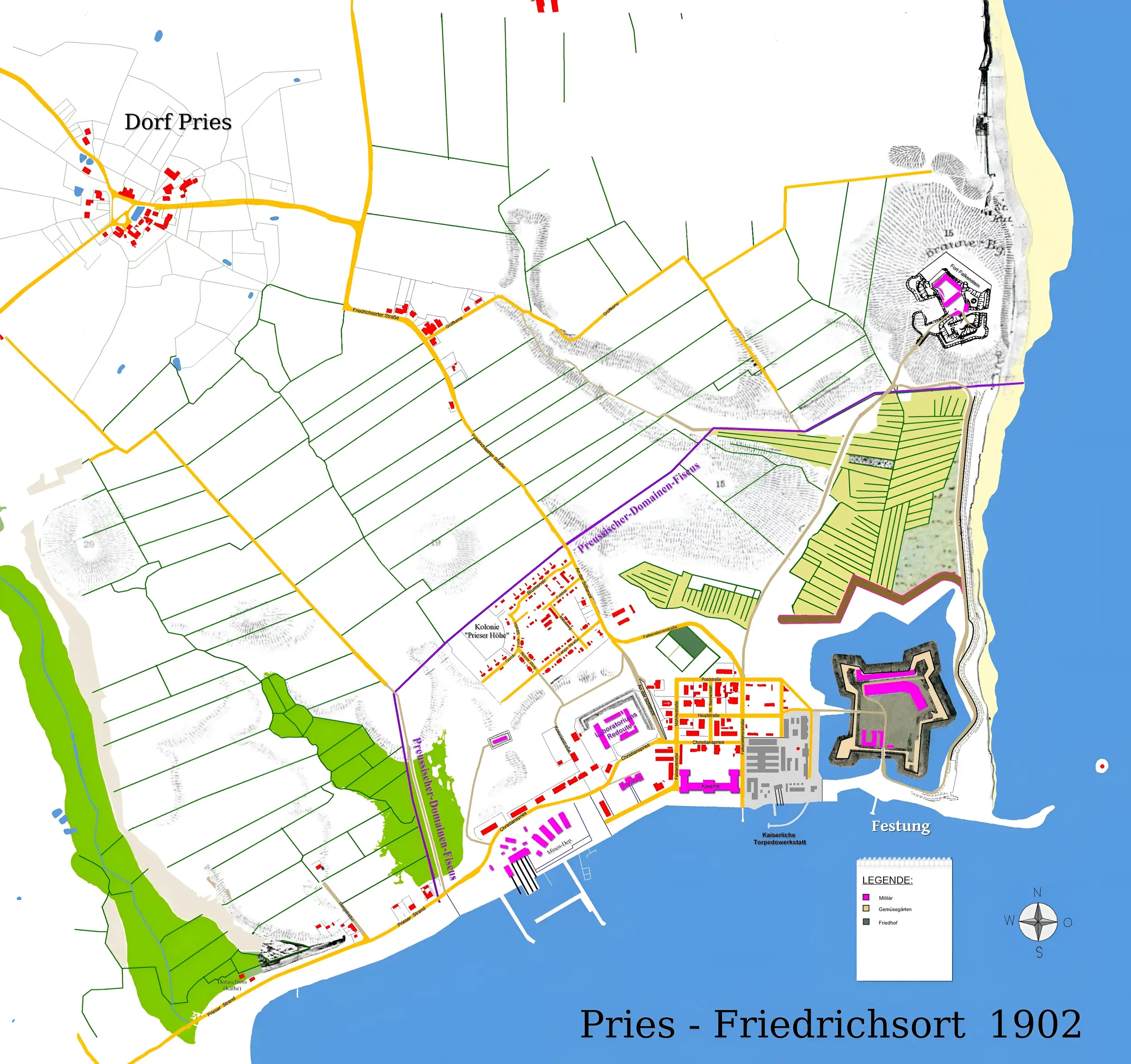 Lageplan Festung Friedrichsort  1902
