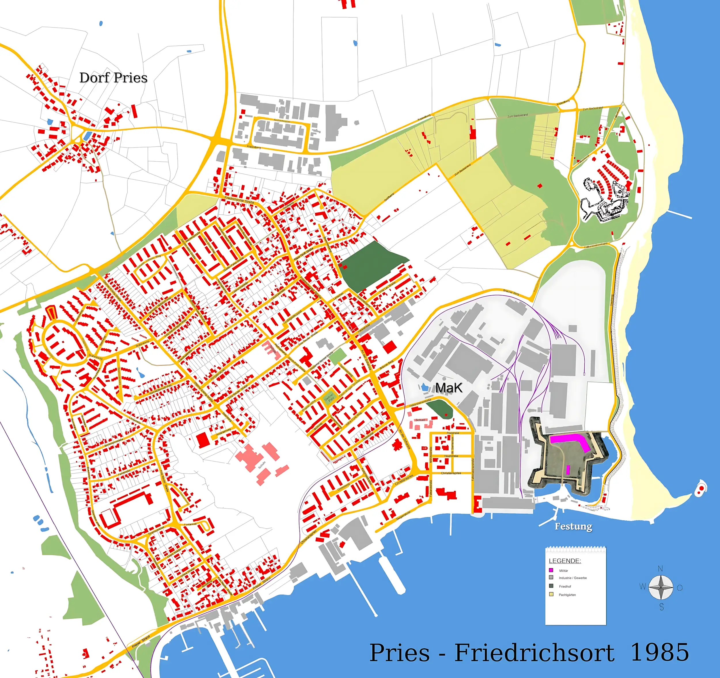 Lageplan Festung Friedrichsort  1985