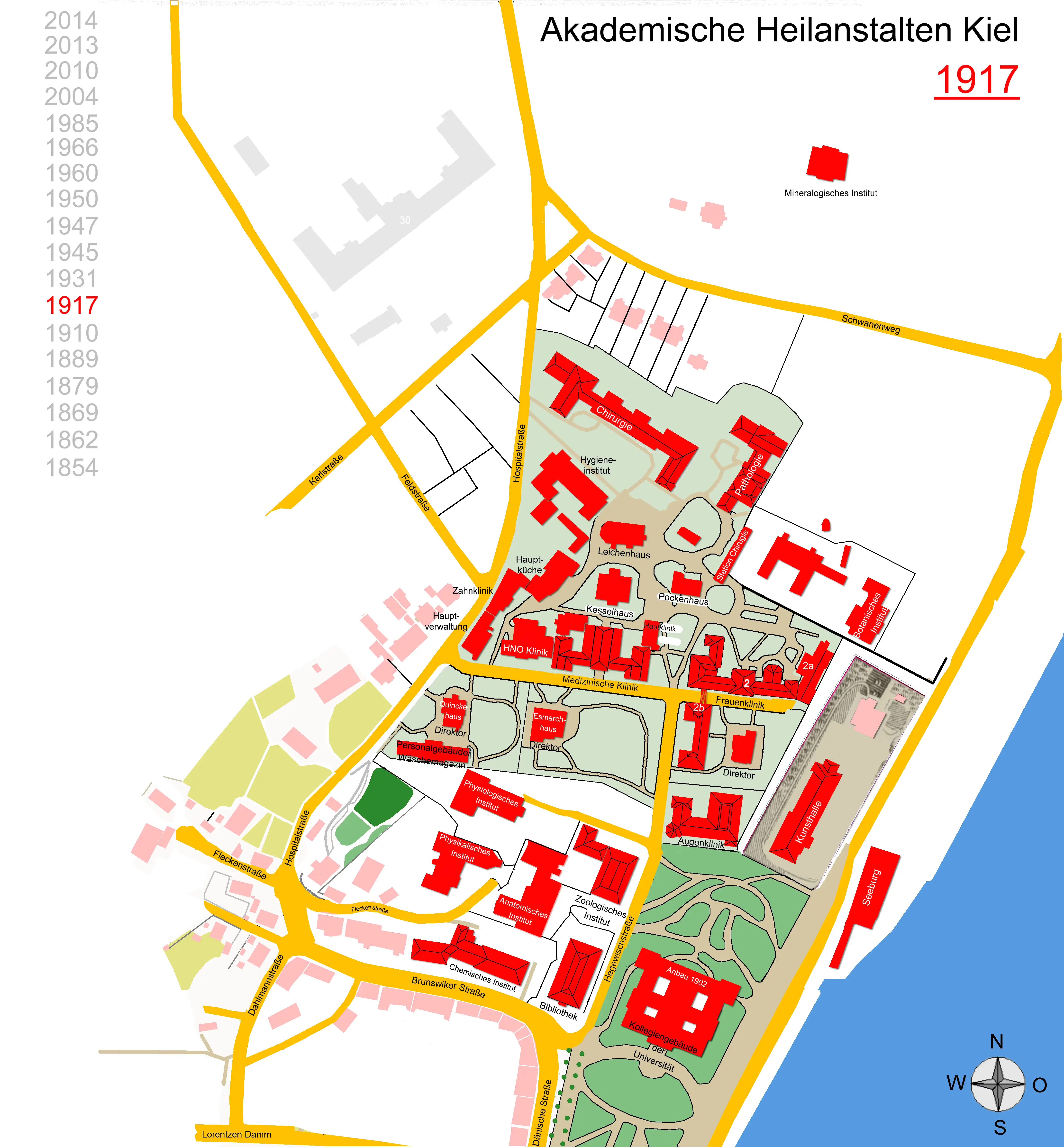 Lageplan Akad. Heilanstalten Kiel 1917