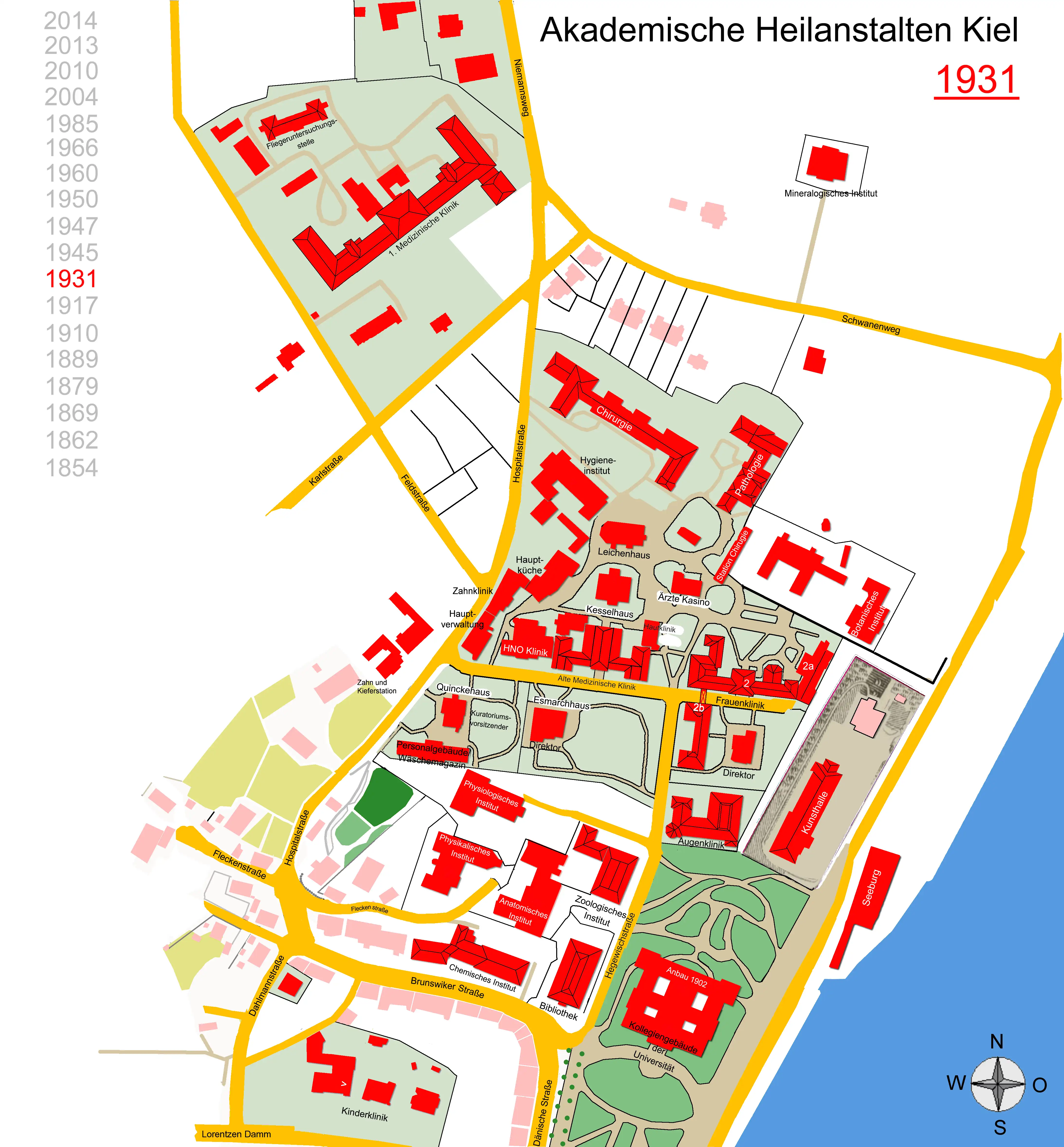 Lageplan Akad. Heilanstalten Kiel 1931