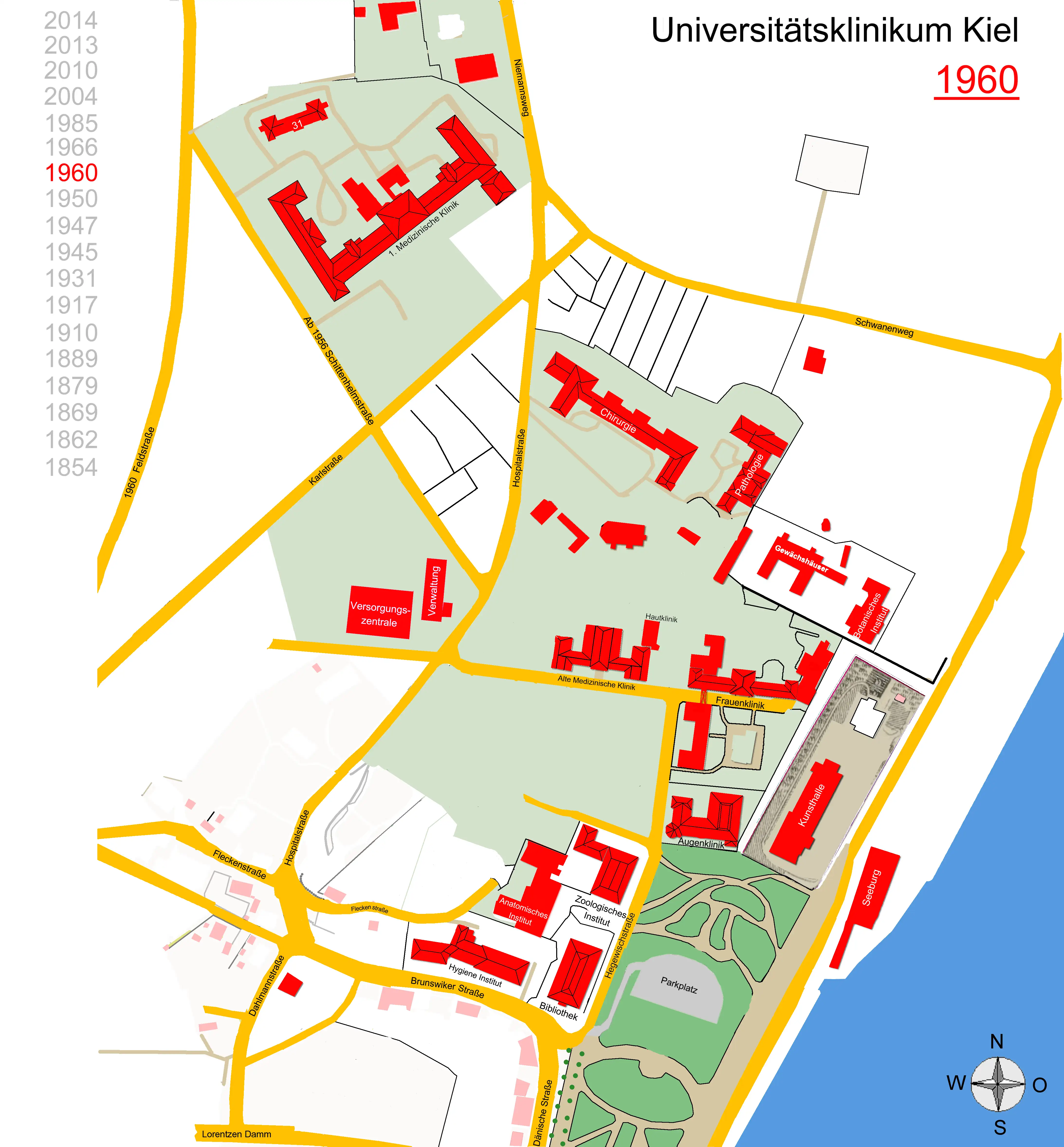 Lageplan Universit�tsklinikum Kiel-1960