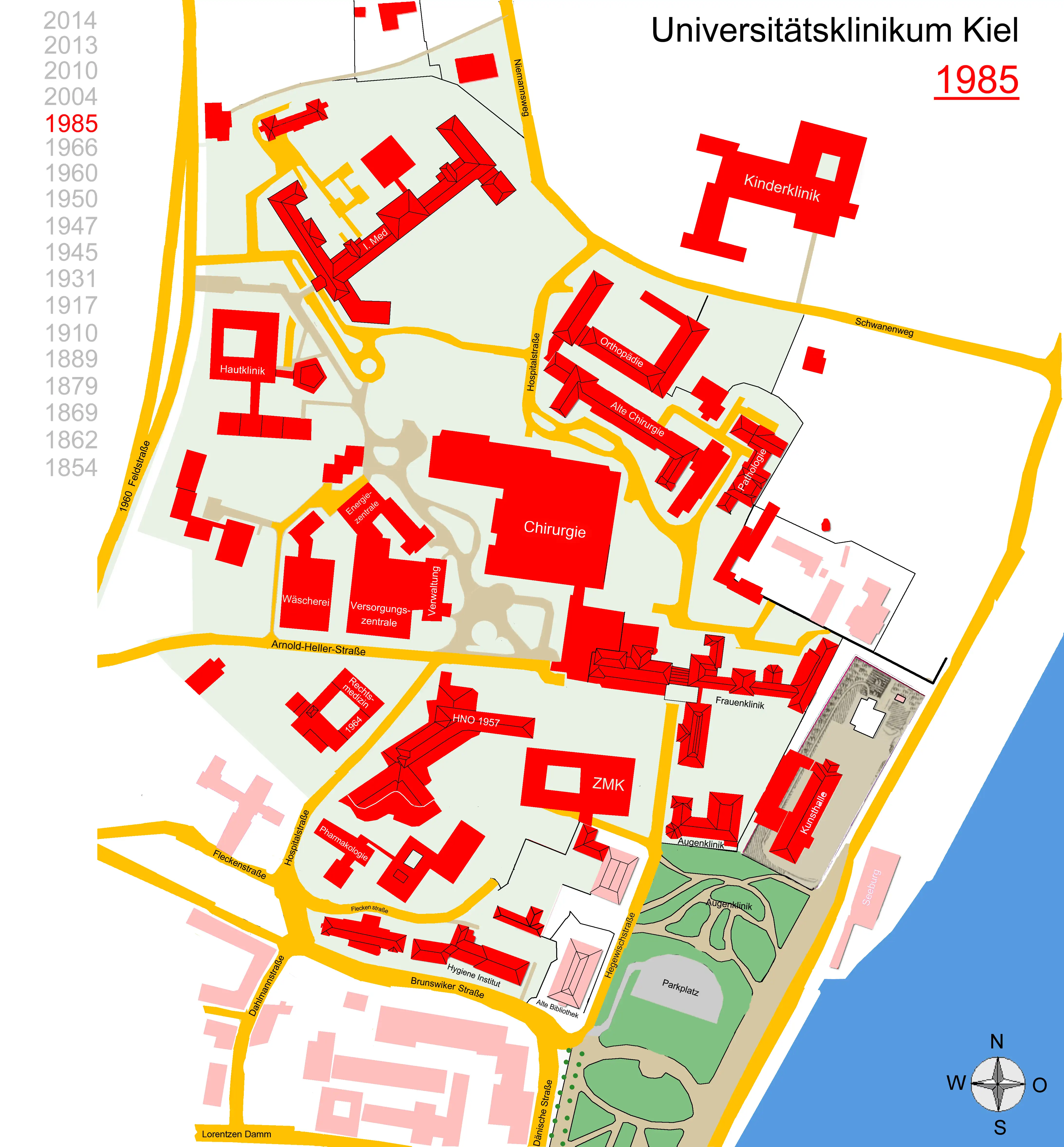 Lageplan Universit�tsklinikum Kiel-1985