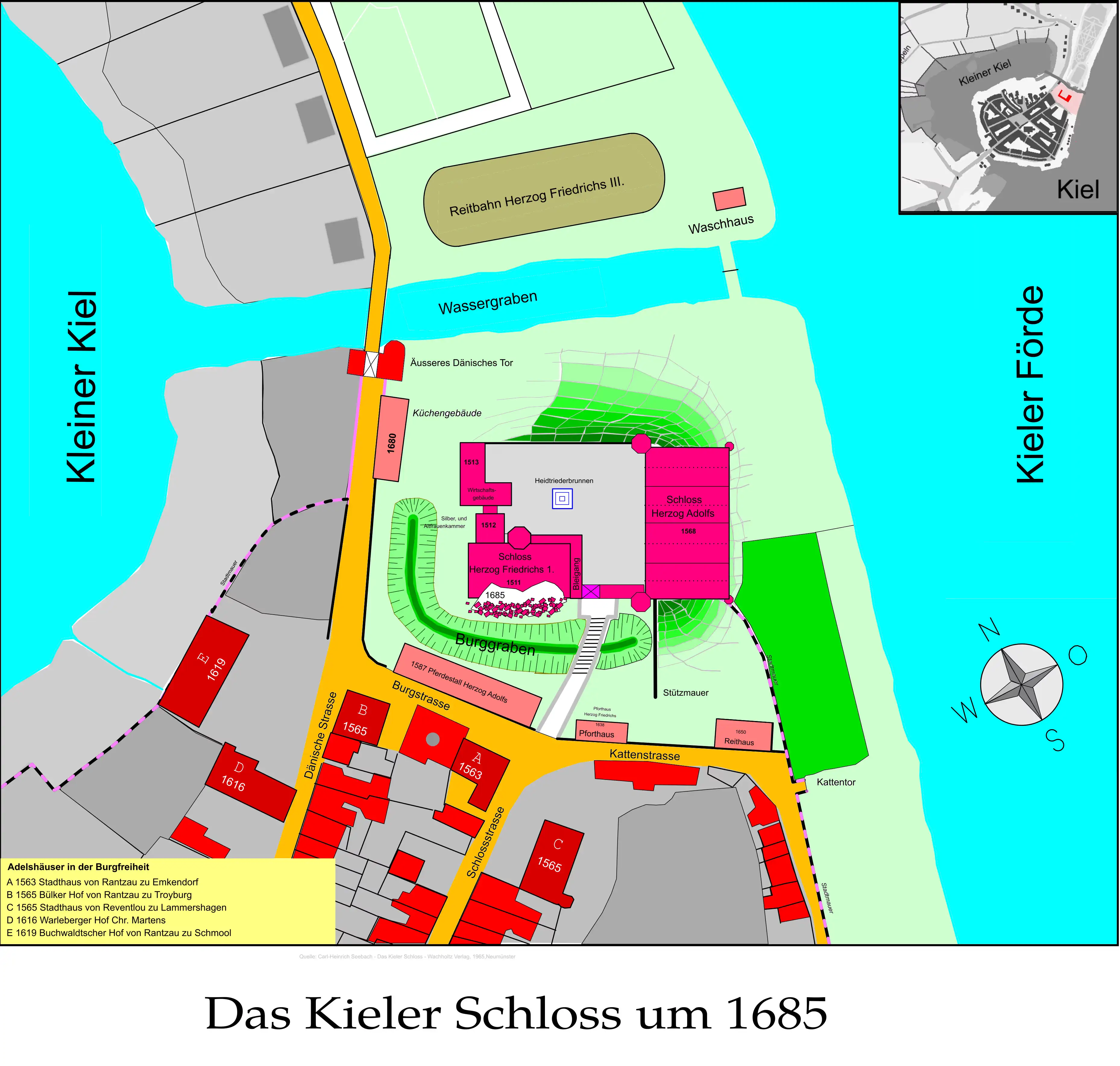 1685-Lageplan Kieler Schloss