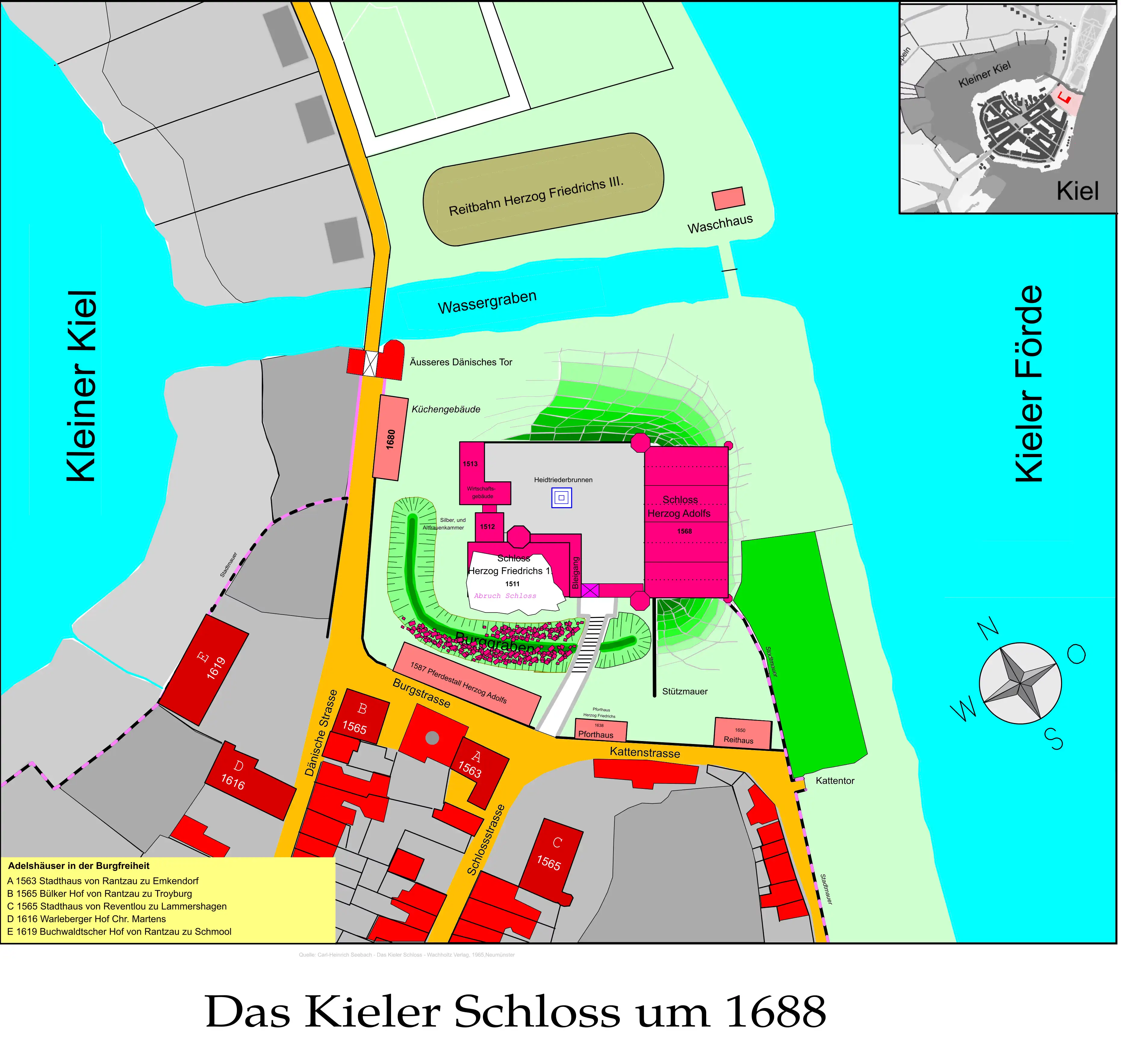 1688-Lageplan Kieler Schloss