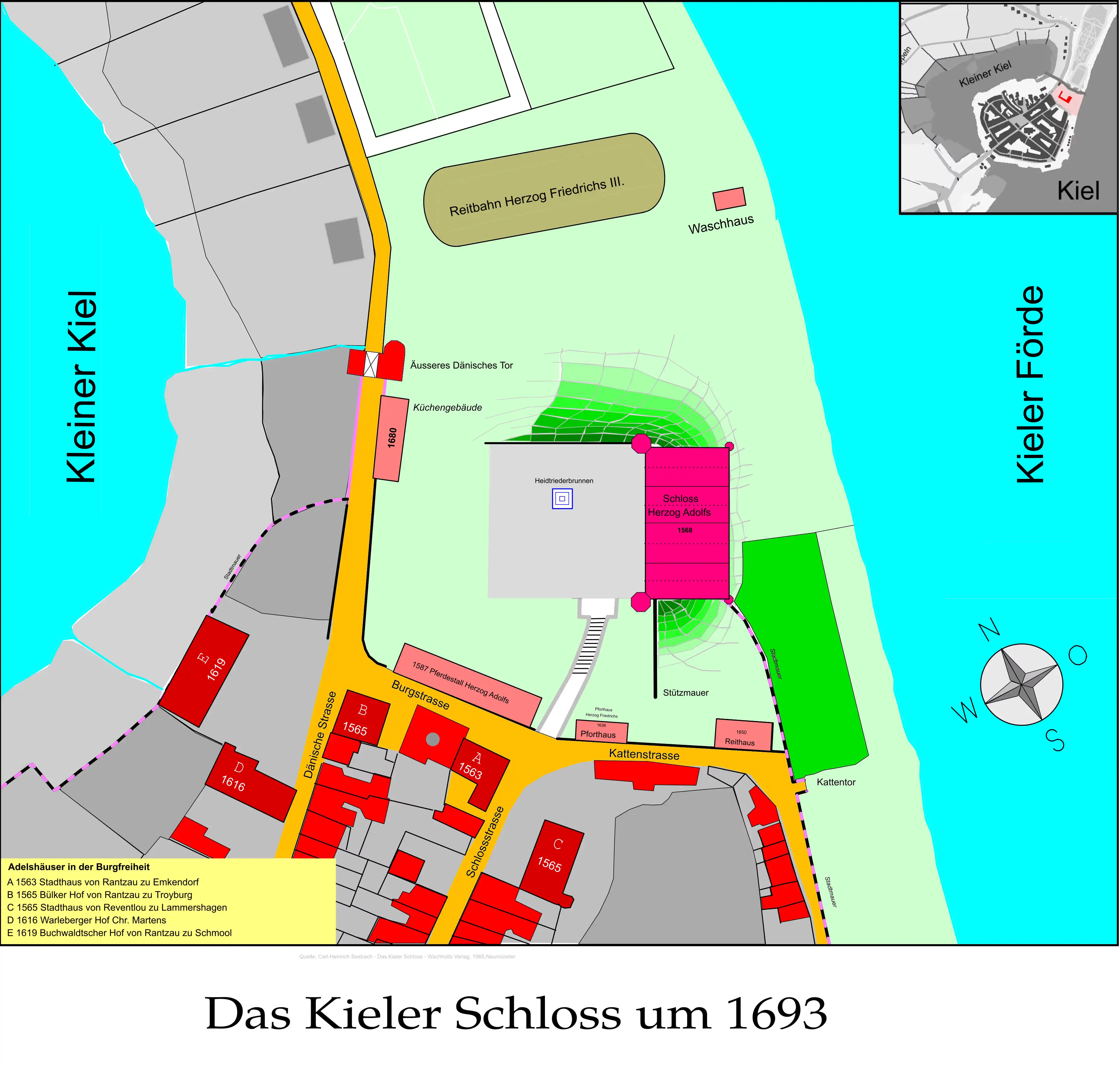 1693-Lageplan Kieler Schloss