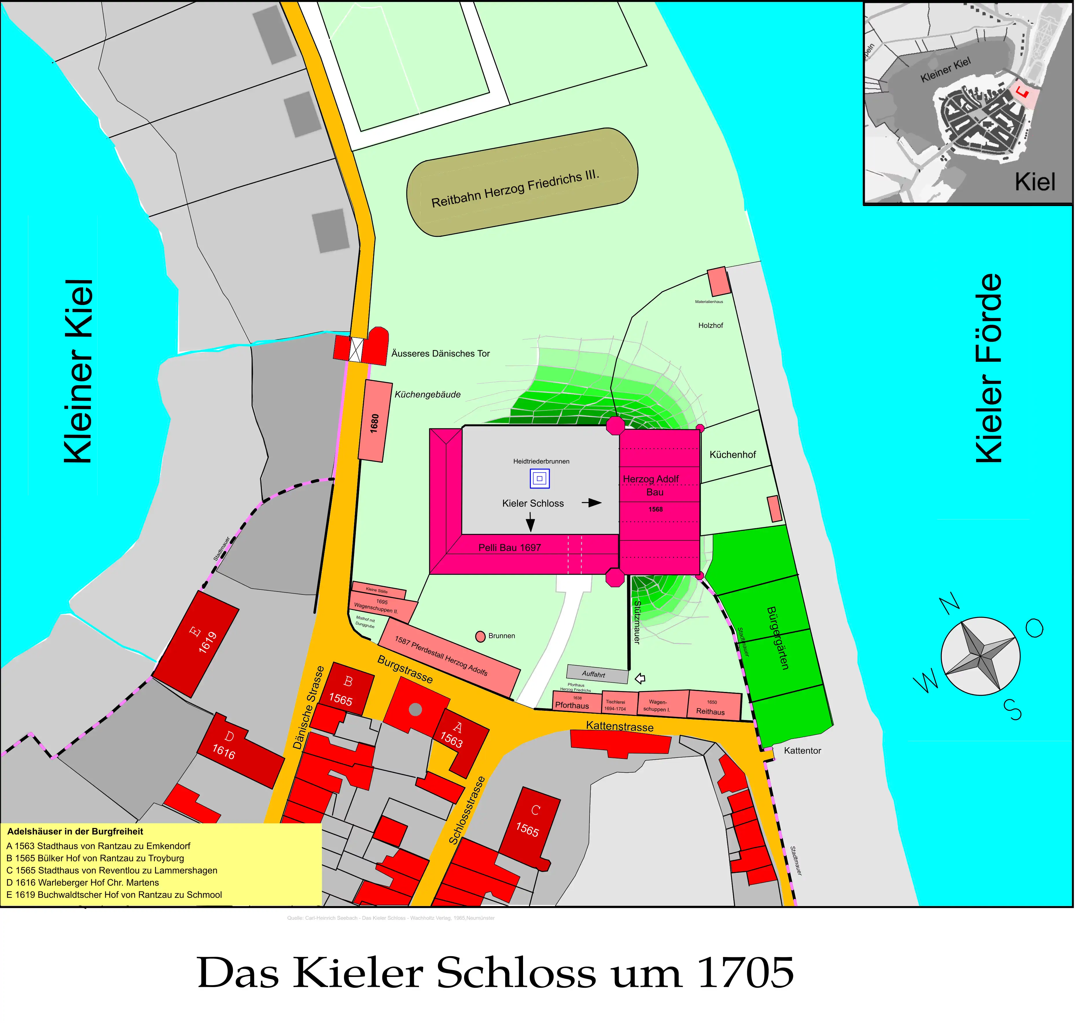 1705-Lageplan Kieler Schloss