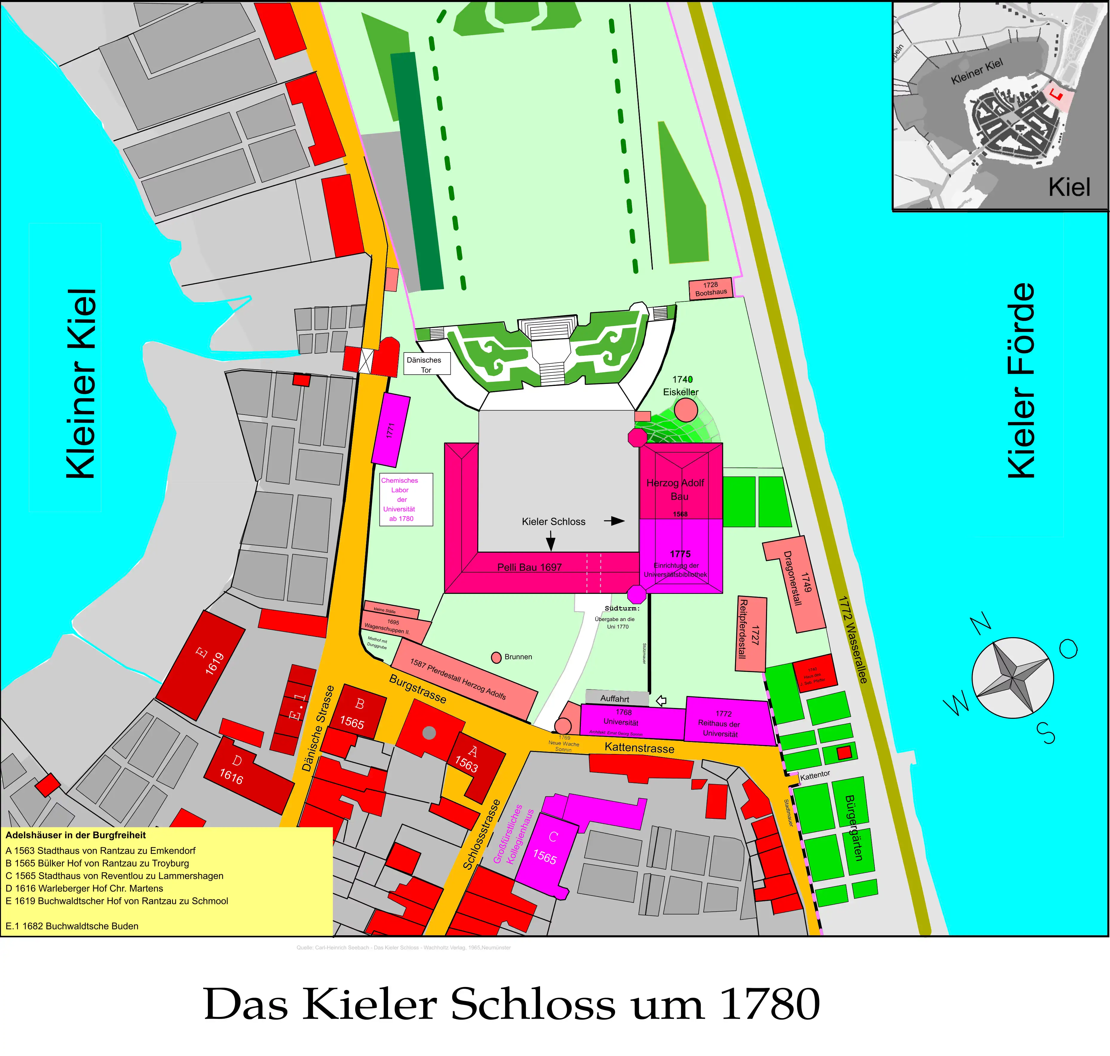 1780-Lageplan Kieler Schloss