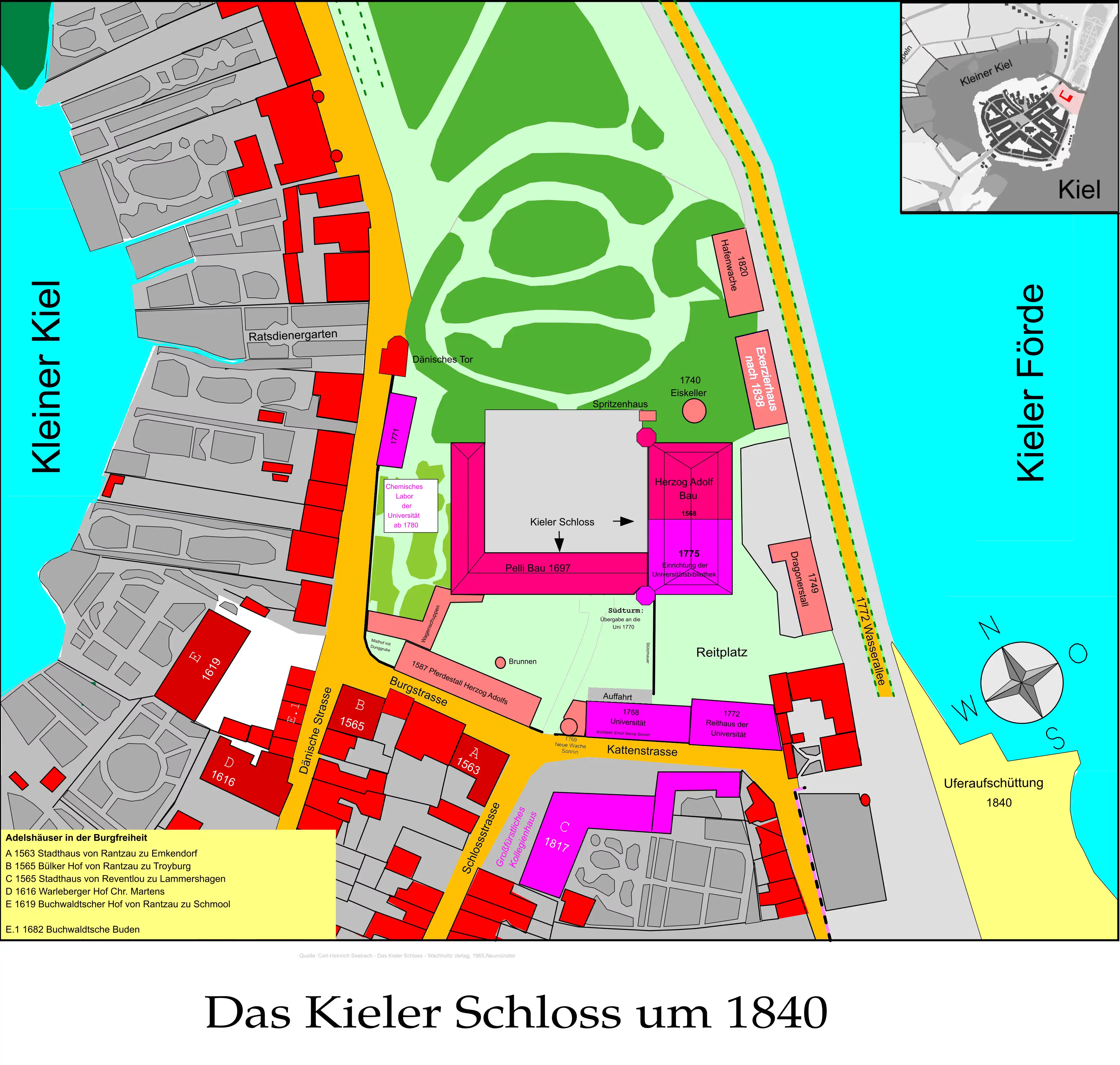 1840-Lageplan Kieler Schloss