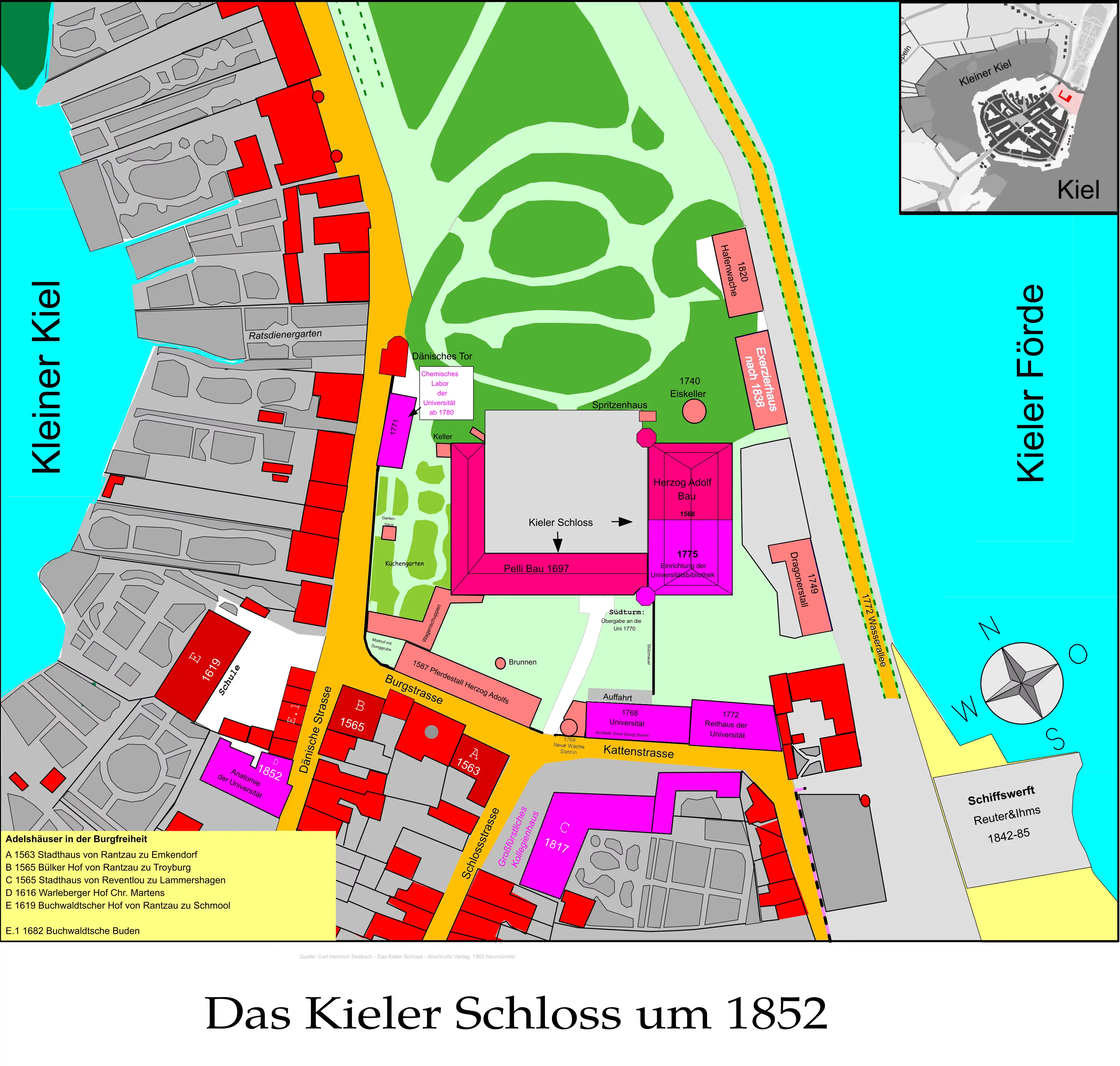 1852-Lageplan Kieler Schloss