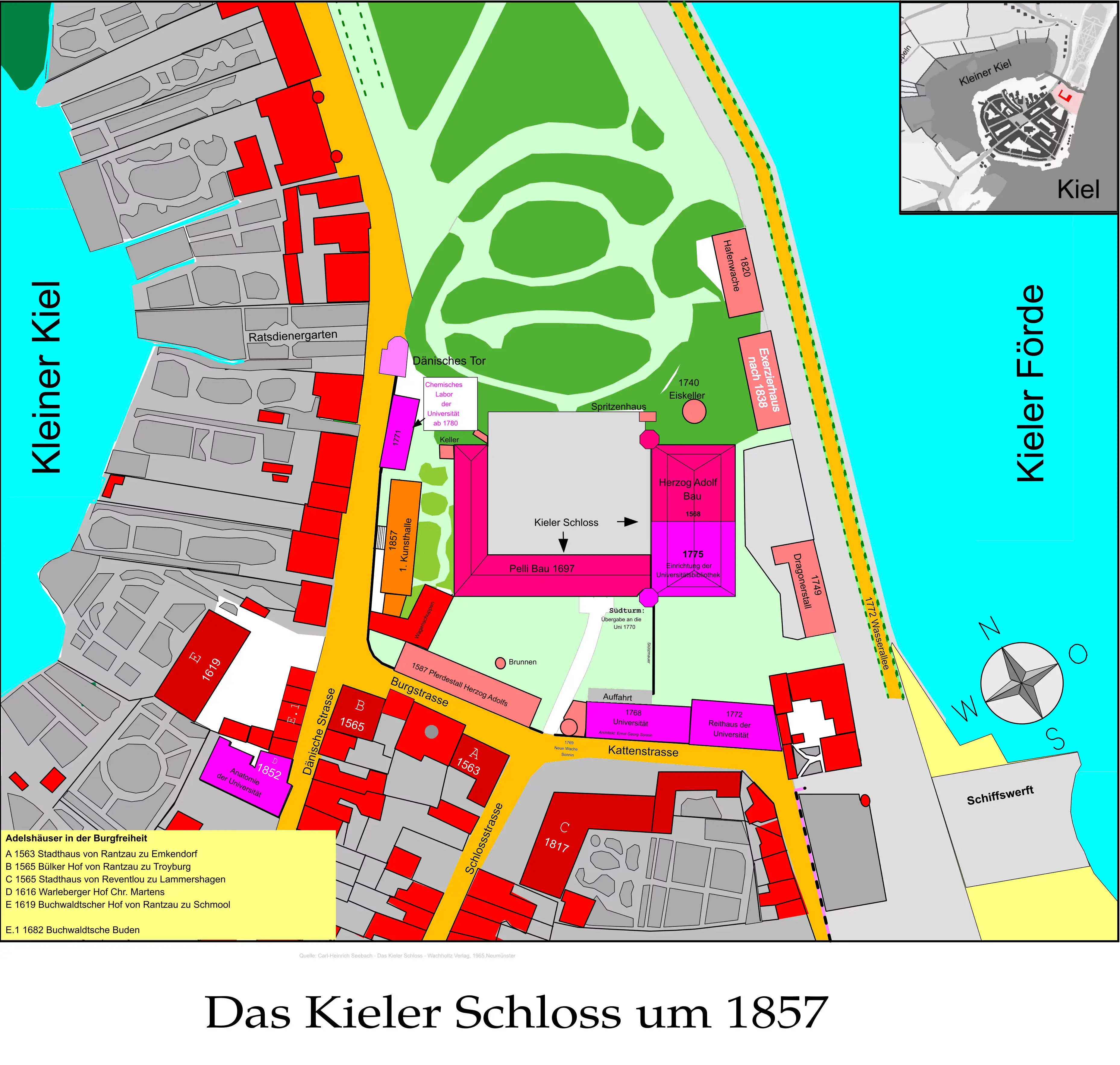 1857-Lageplan Kieler Schloss