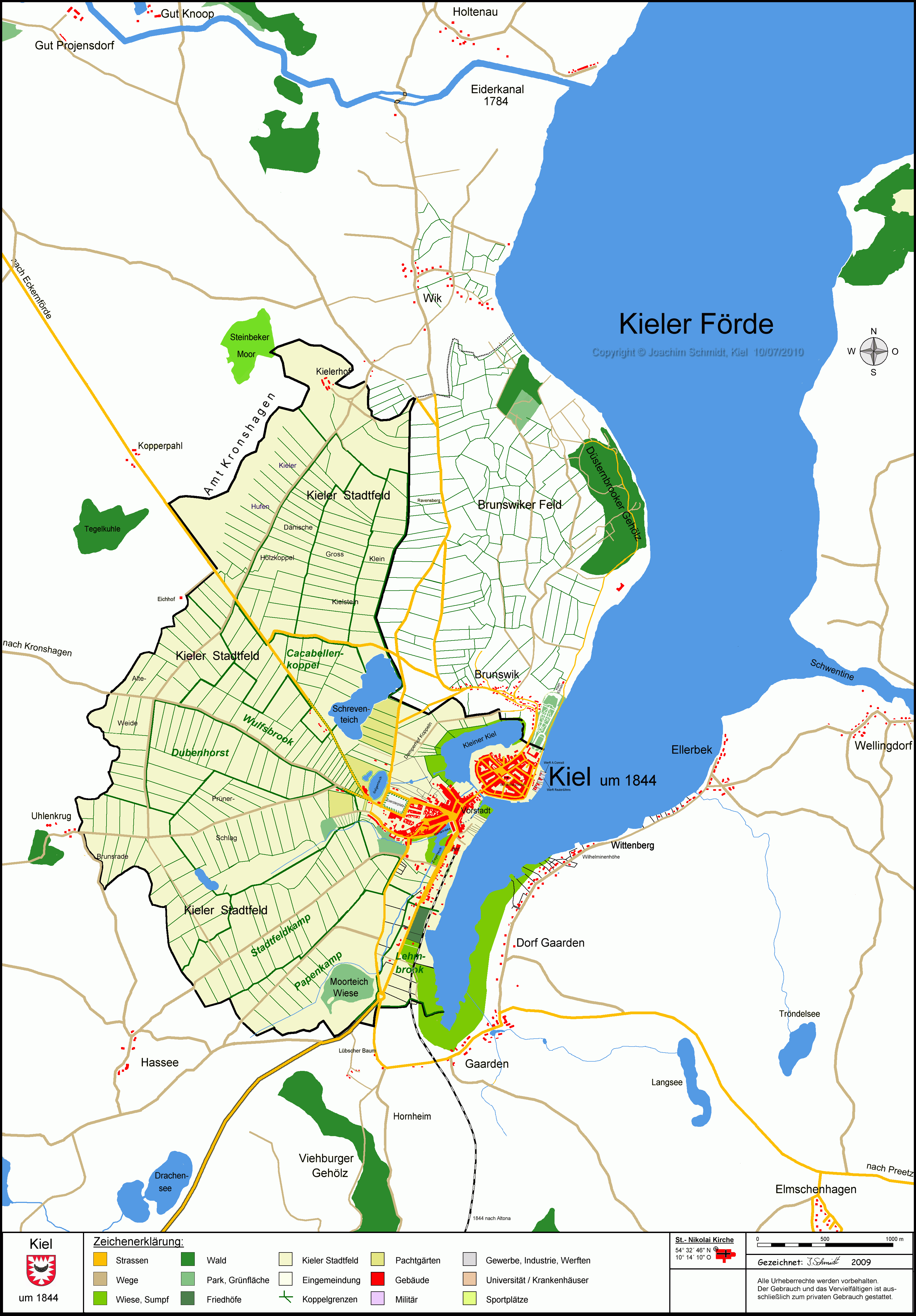 Kieler Stadtplan 1844