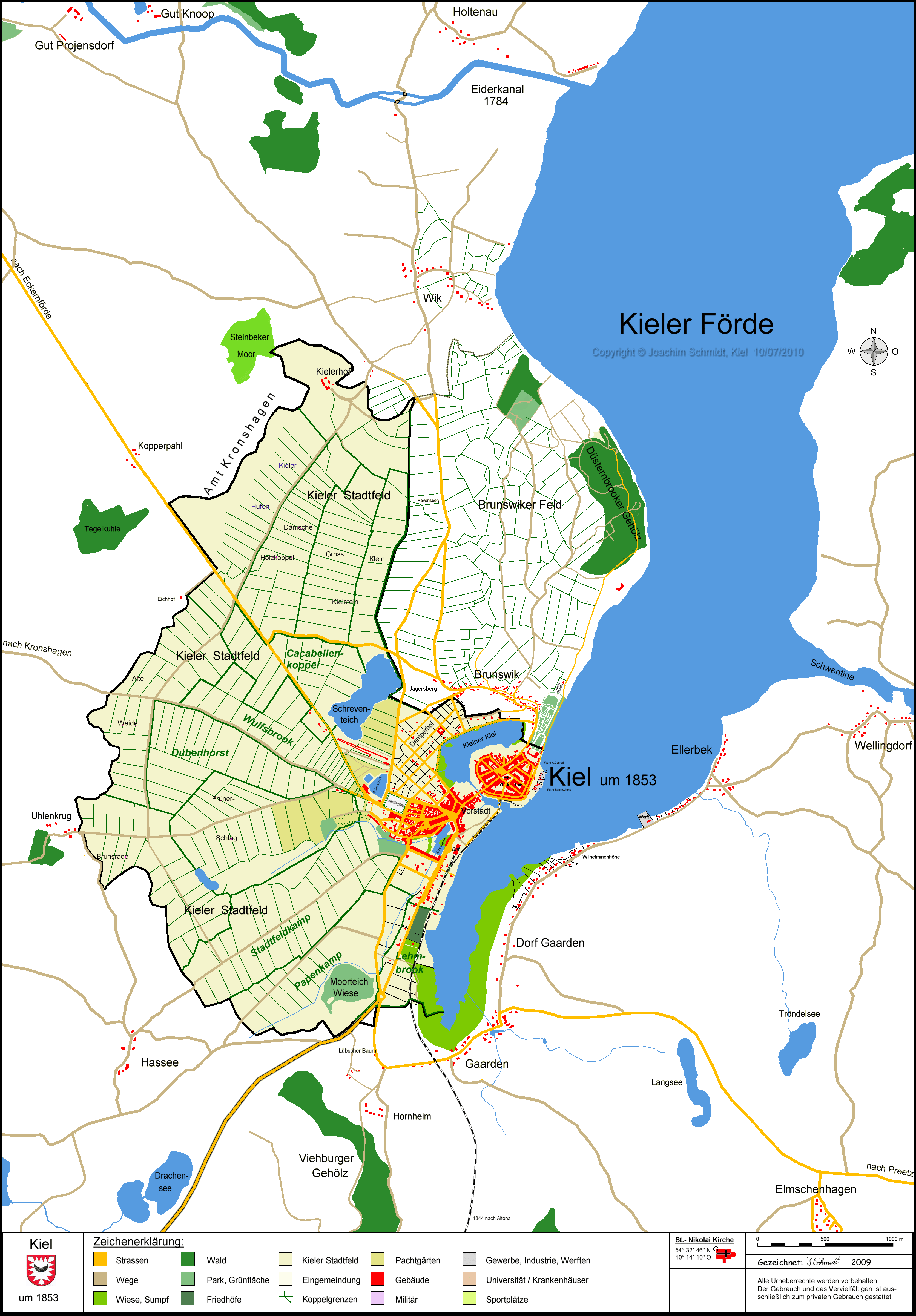 Kieler Stadtplan 1853
