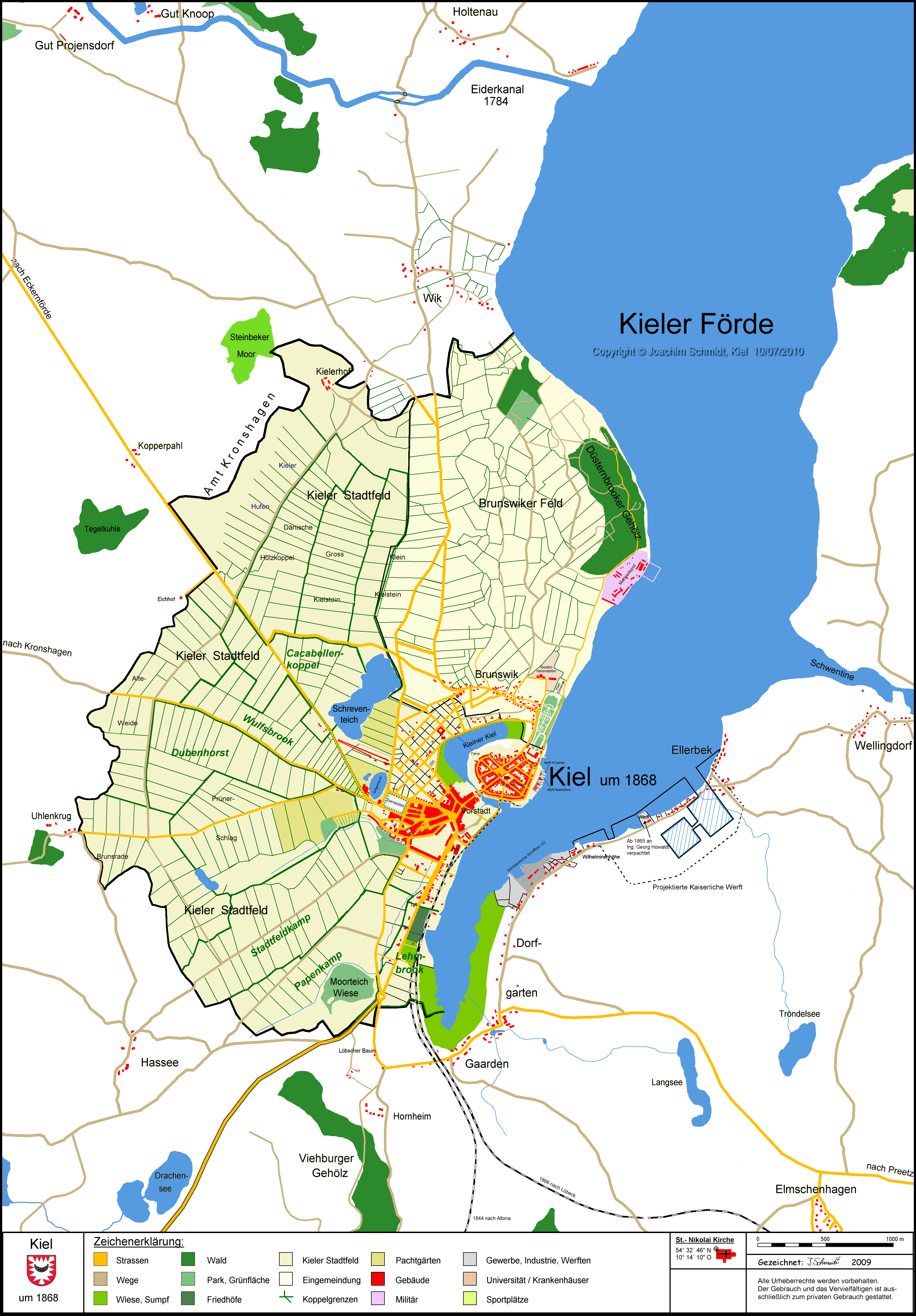 Kieler Stadtplan 1868