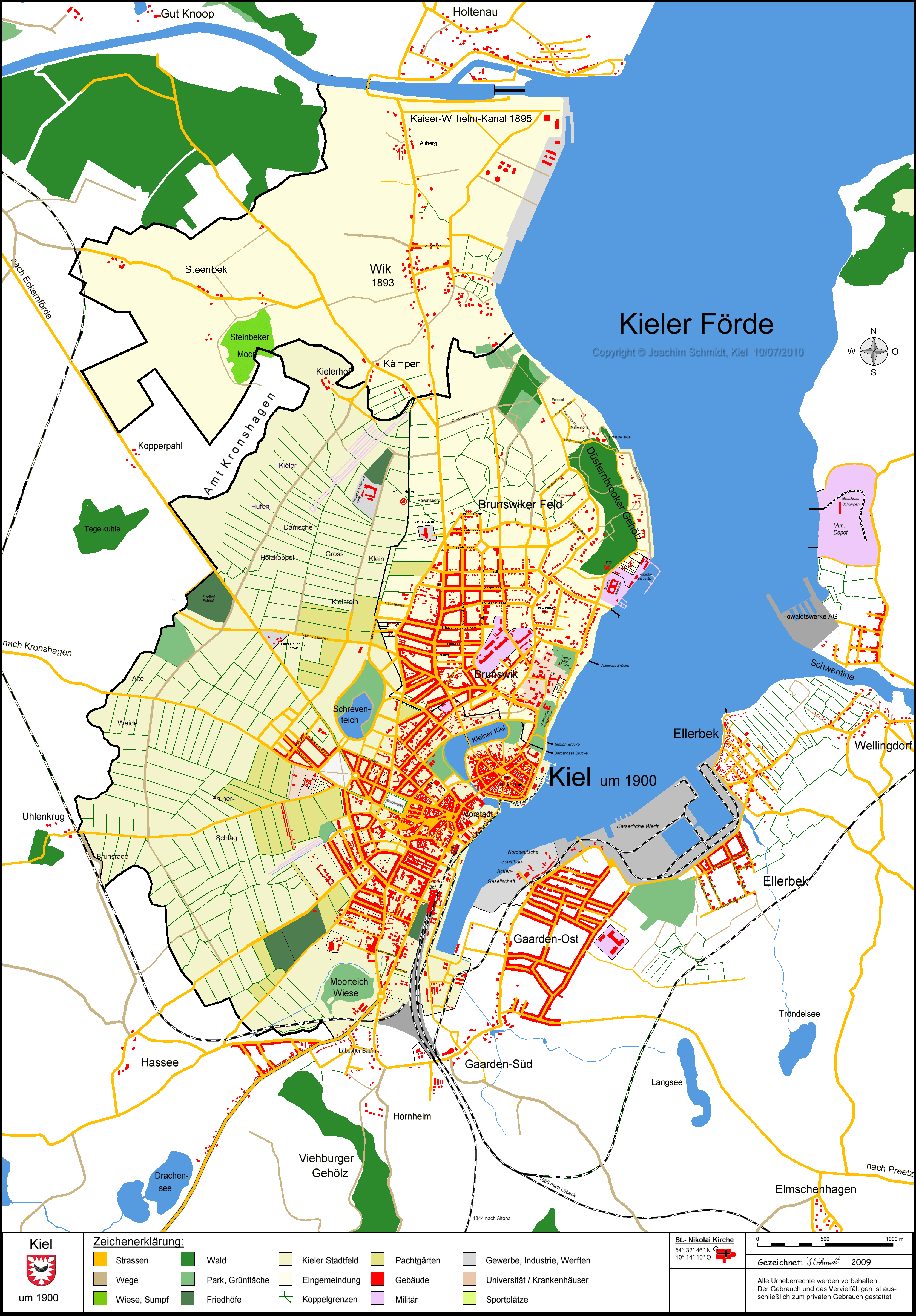 Kieler Stadtplan 1900