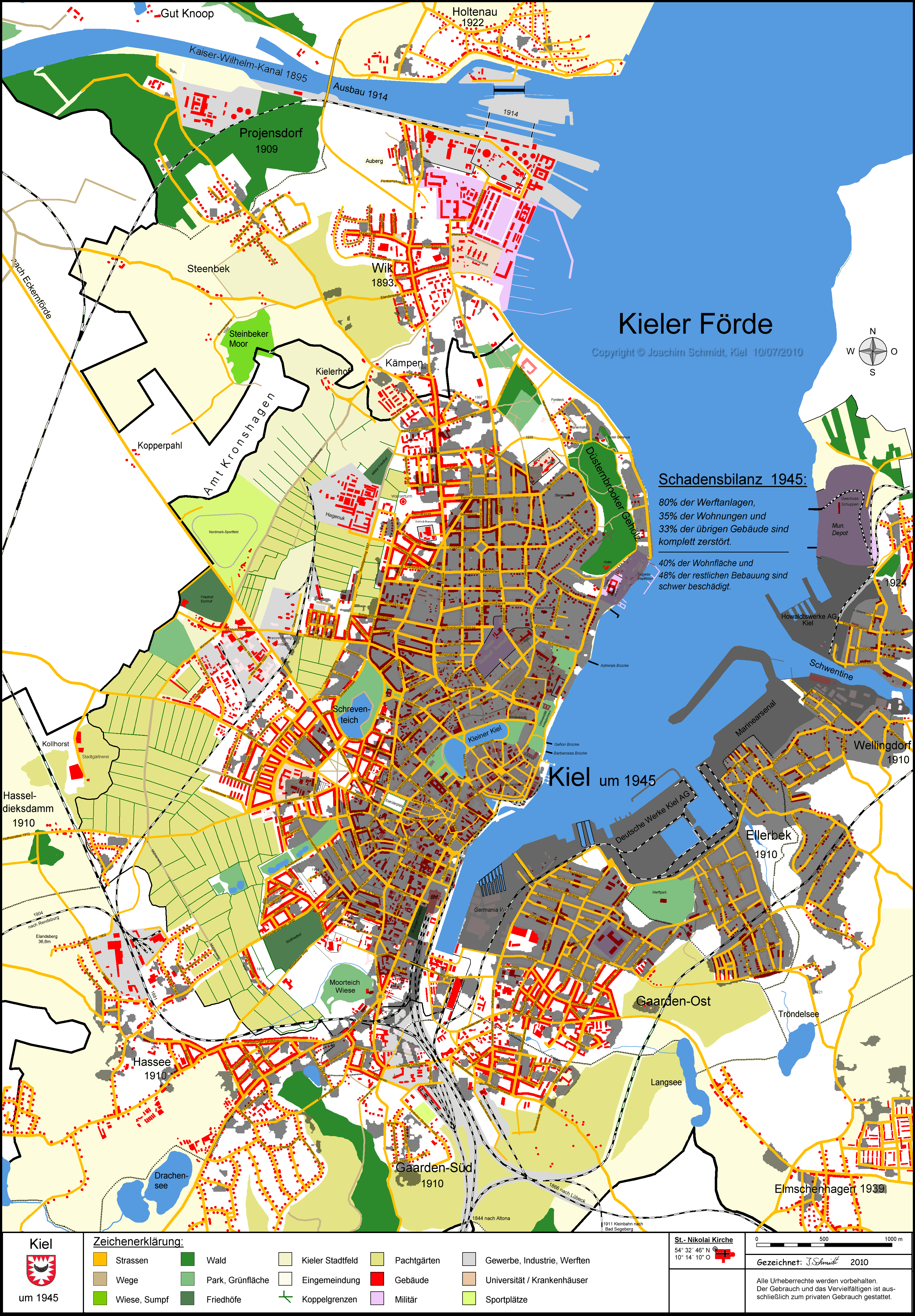 Kieler Stadtplan 1945