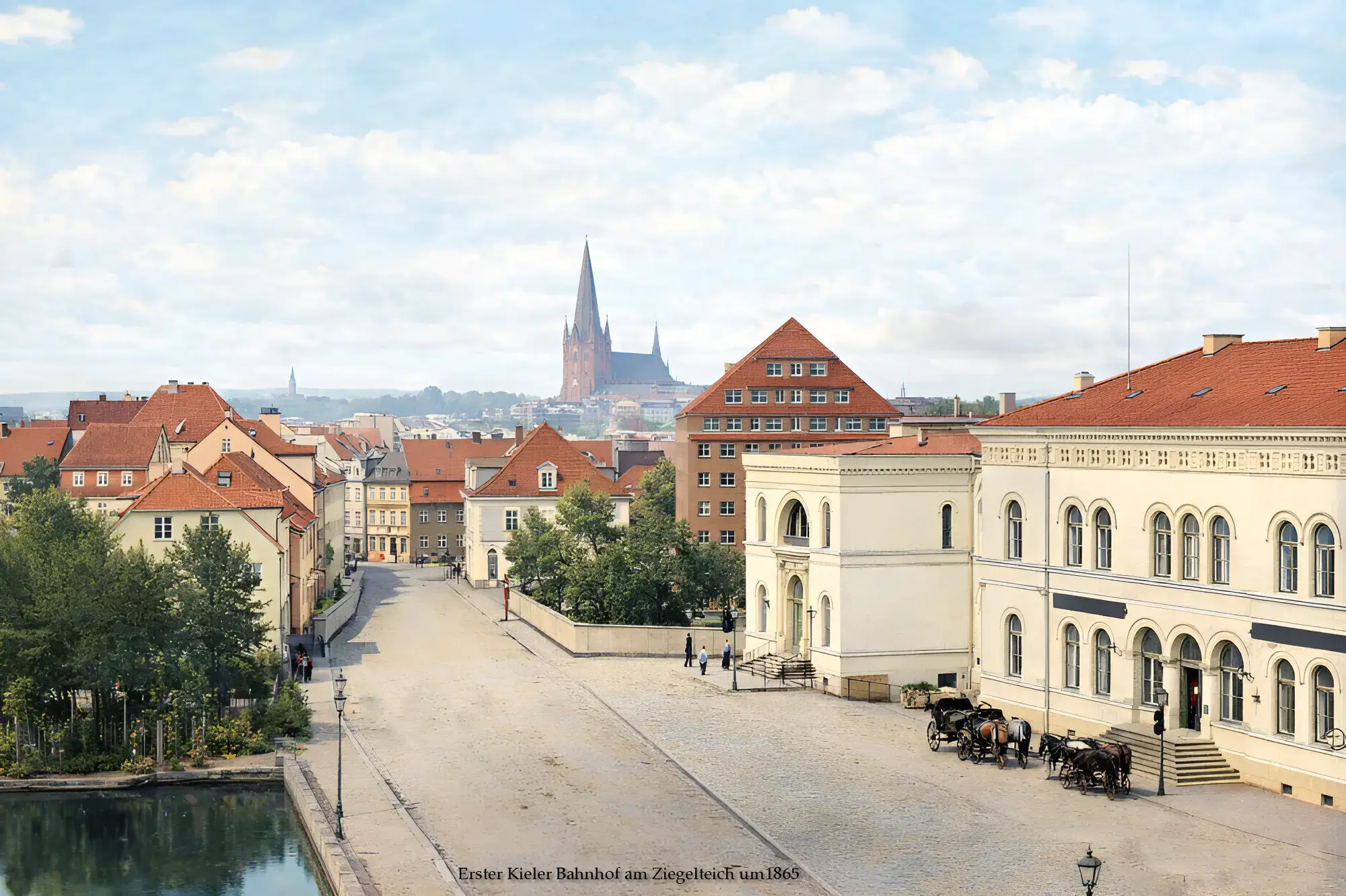 Erster Kieler Bahnhof am Ziegelteich um 1865