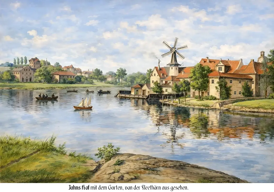 Ansicht Jahns Hof mit M�hle in Kiel