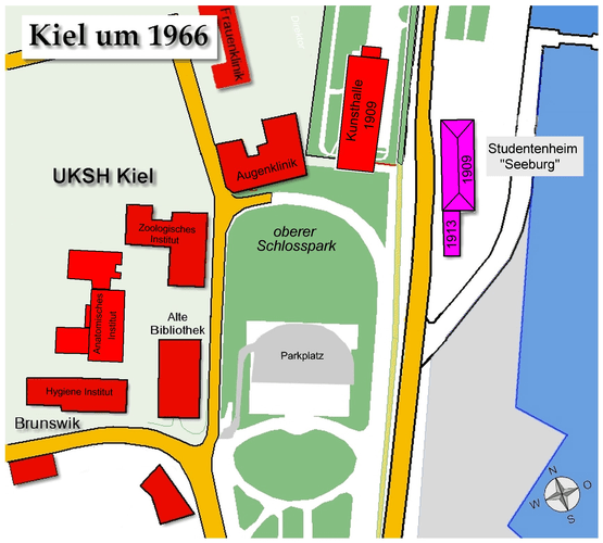 Lageplan der Seeburg 1966 in Kiel