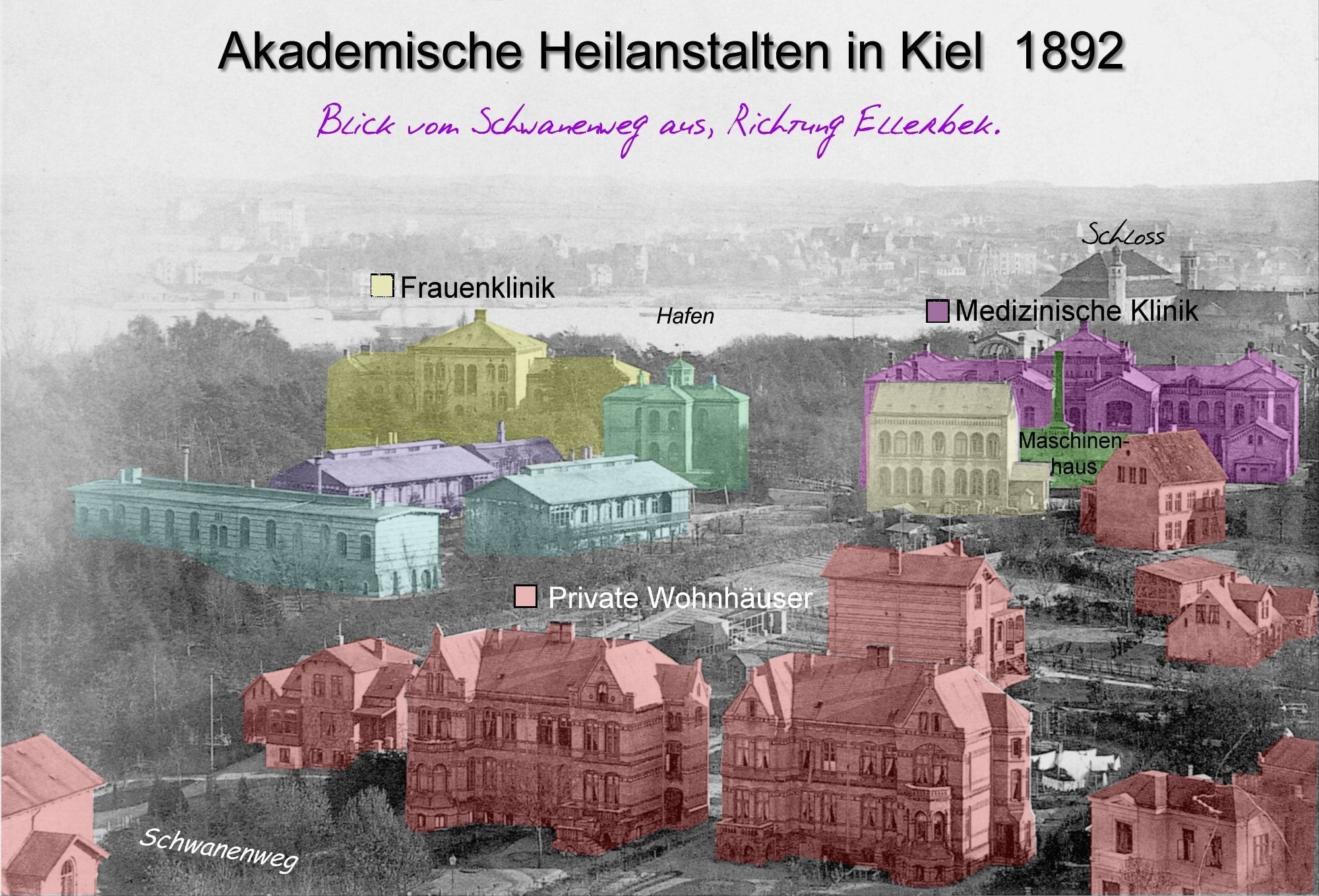 Panorama akademische Heilanstalten 1892 in Kiel