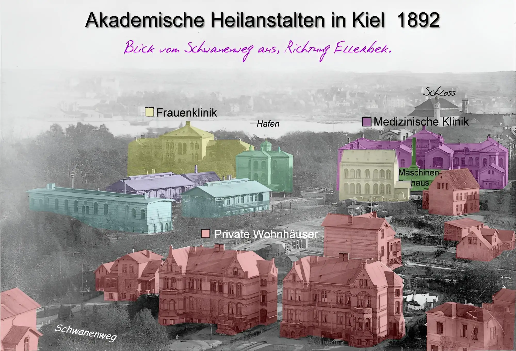 Panorama akademische Heilanstalten 1892 in Kiel