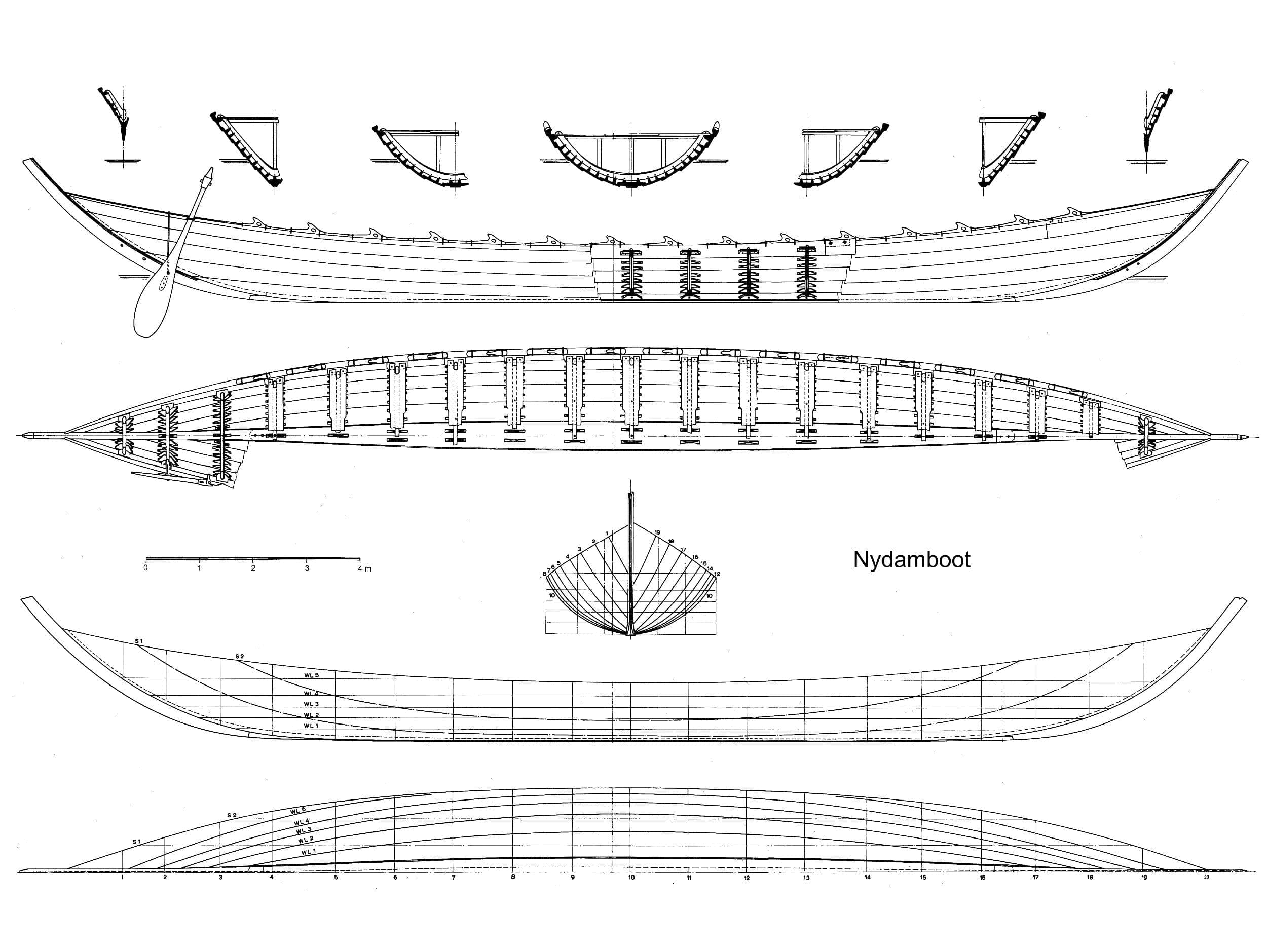 Nydamboot Risszeichnung
