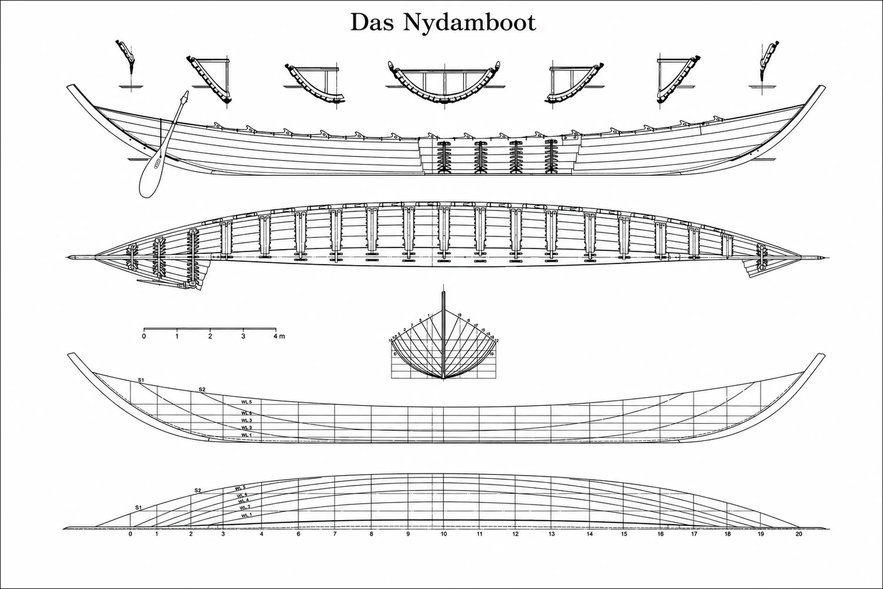 Nydamboot Risszeichnung