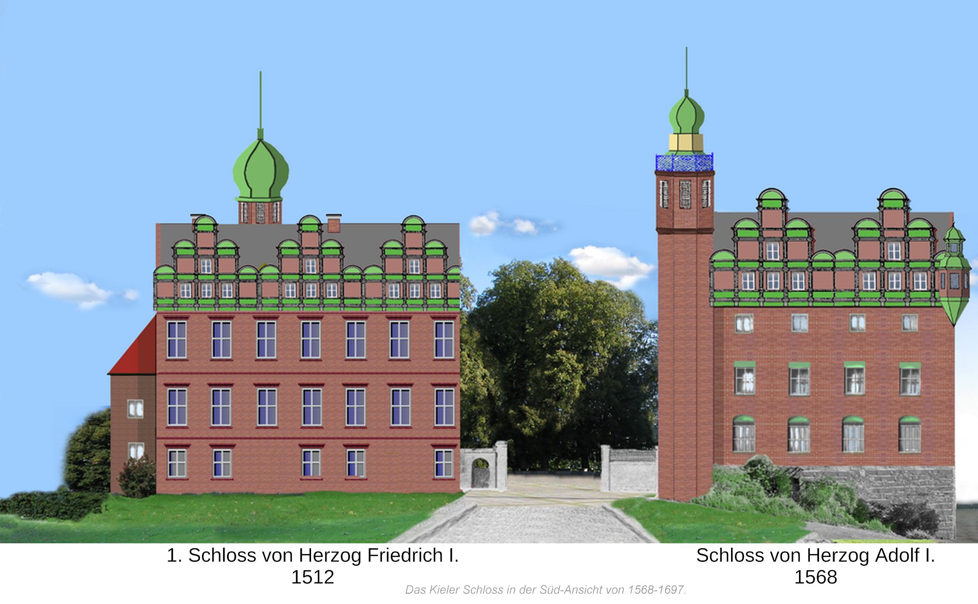 2.Kieler Schloss 1568,Sued-Ansicht