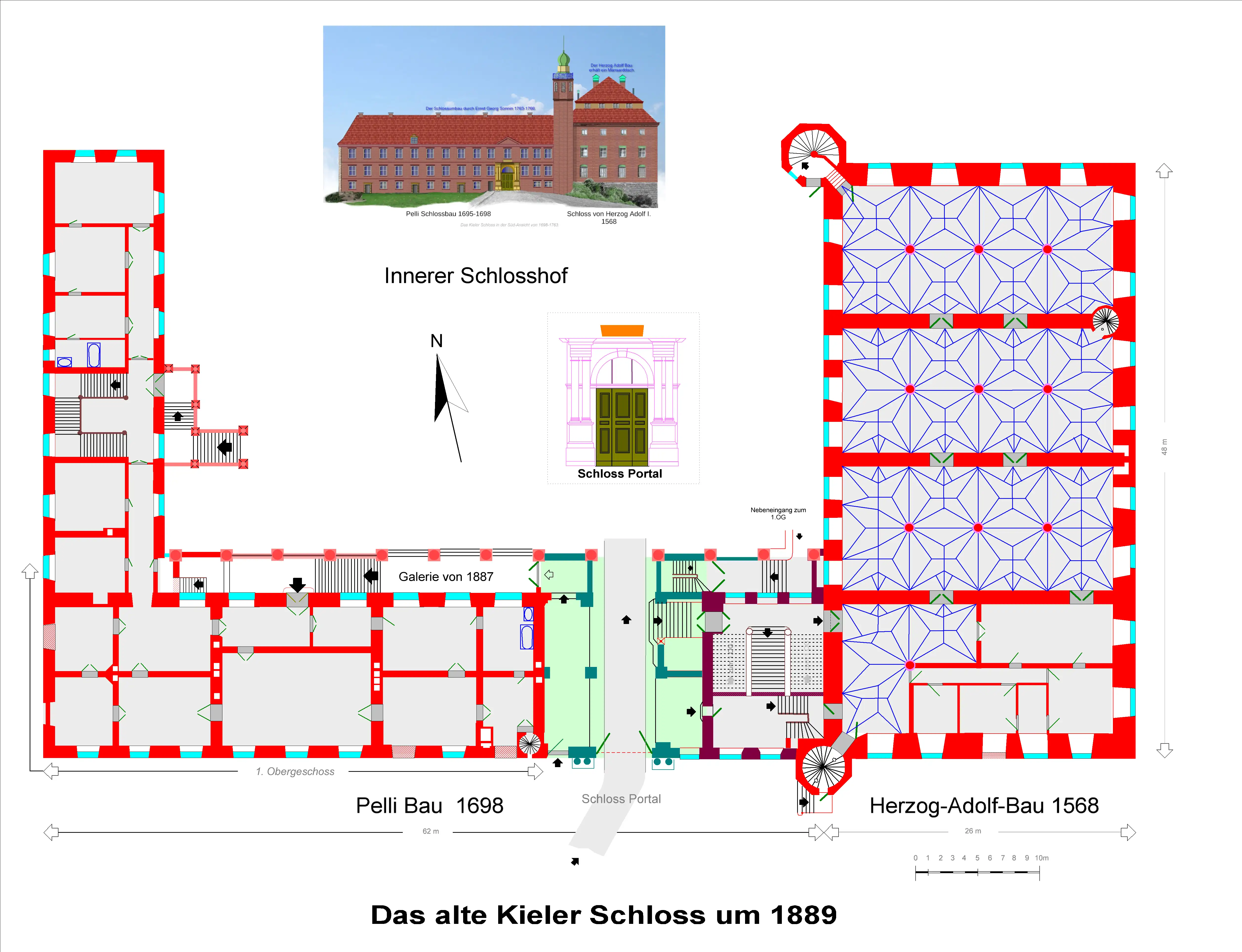 Grundriss Kieler Schloss 1889-1959