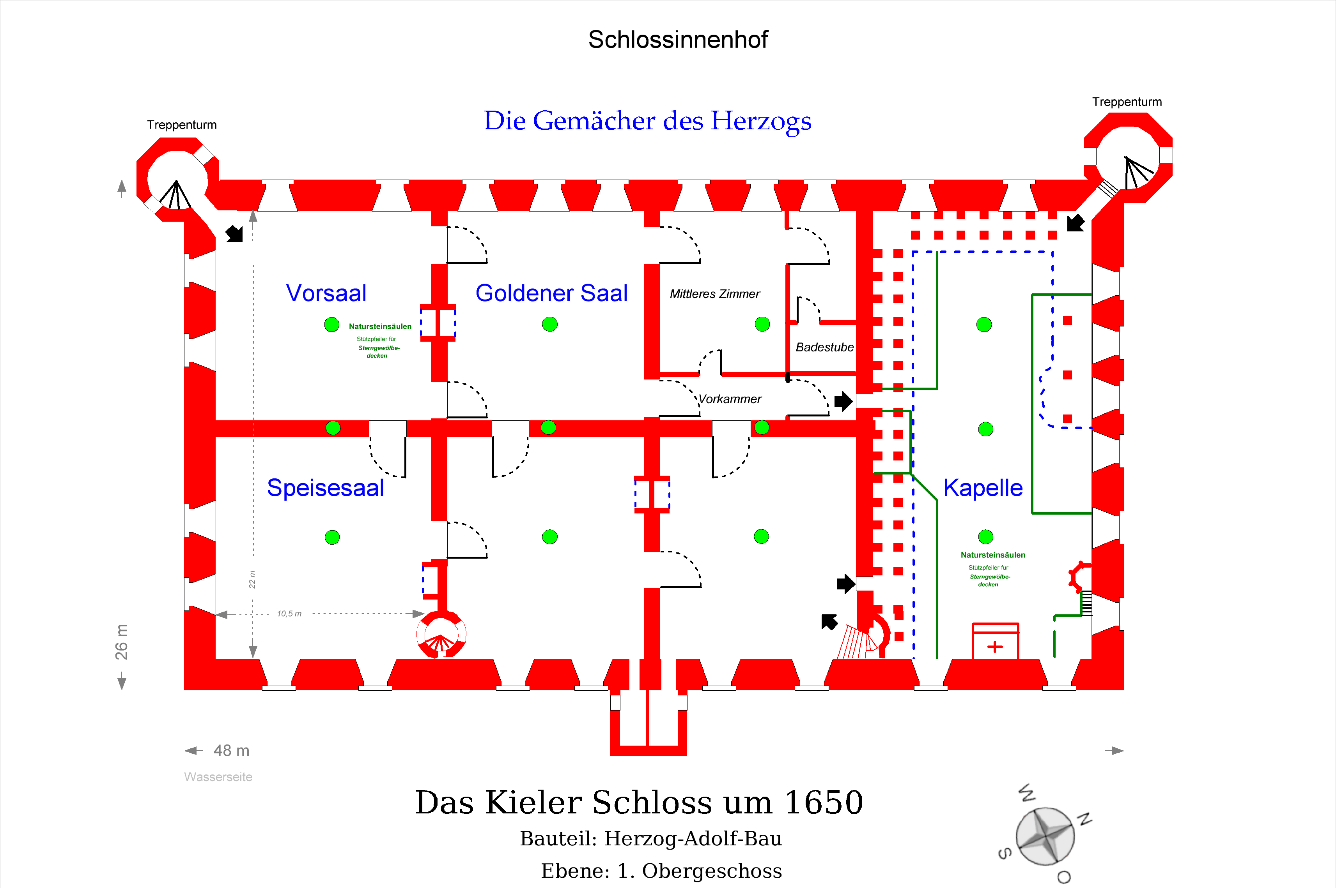 Grundriss kieler Schloss 1650-1OG