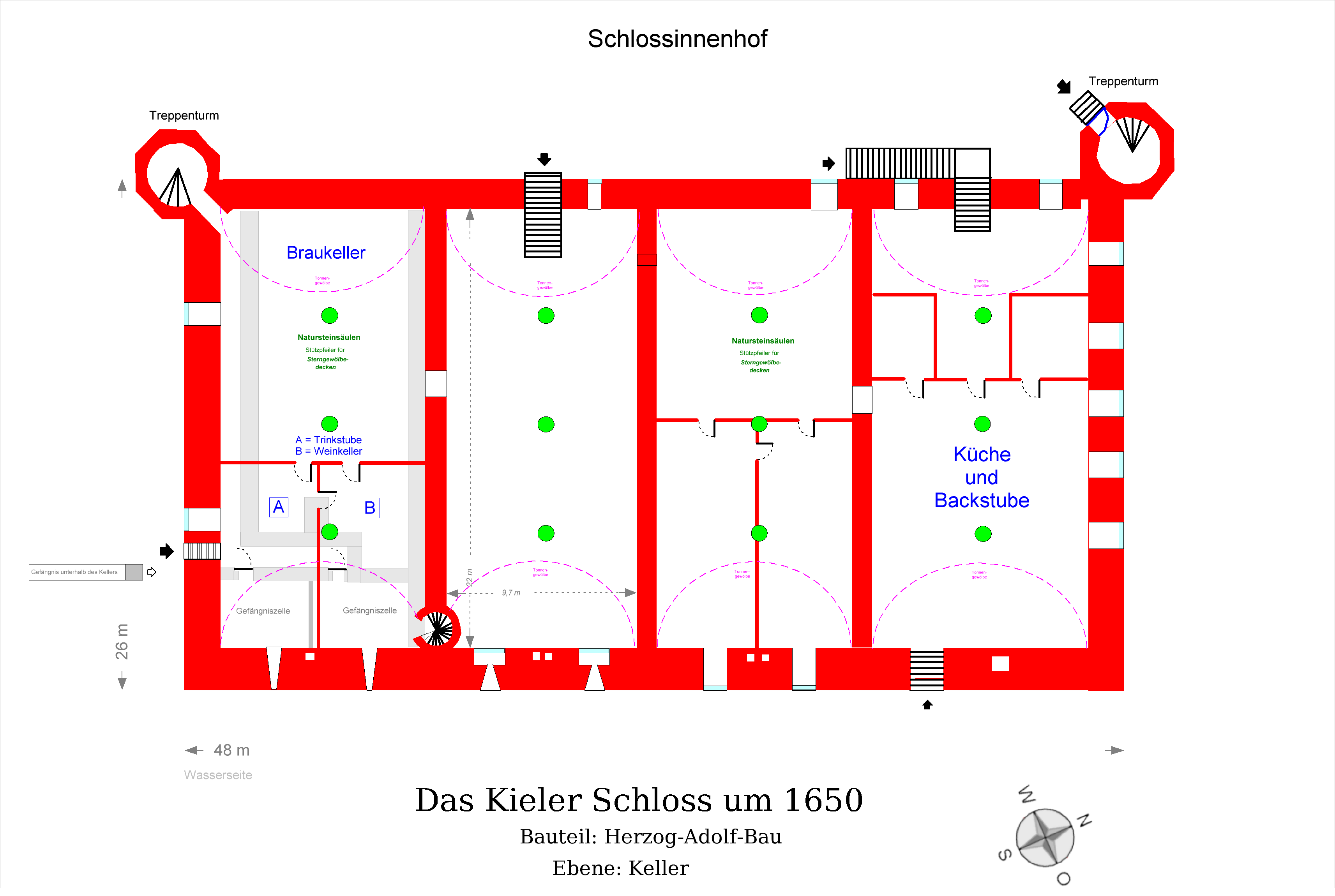 Grundriss Kieler Schloss 1650-Keller