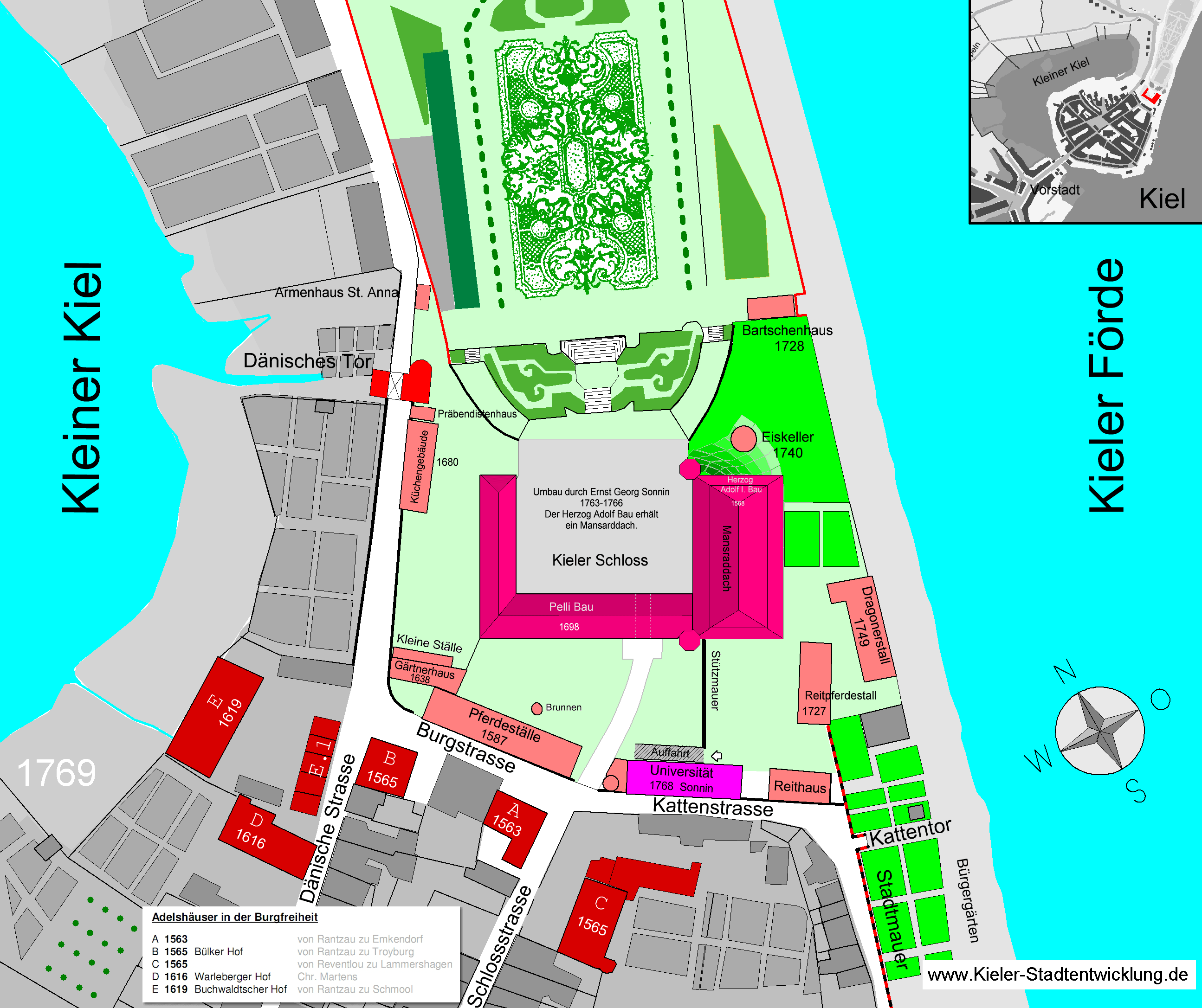 Lageplan Kieler Schloss 1769