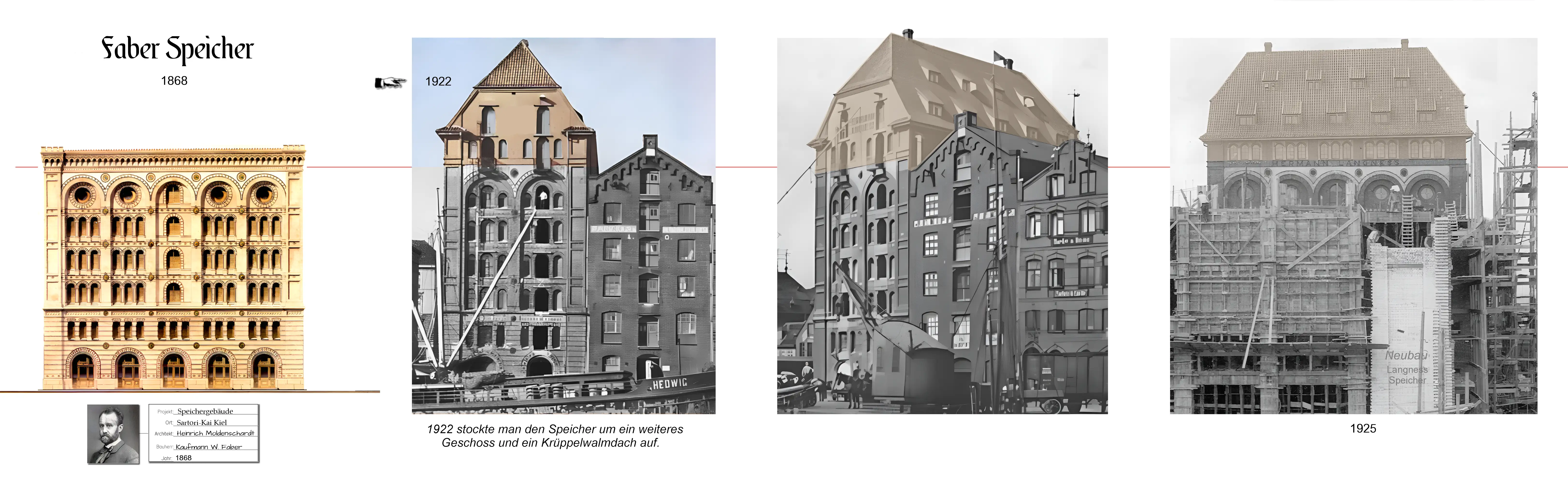 Aufriss Faber Speicher Kiel mit DG 1922