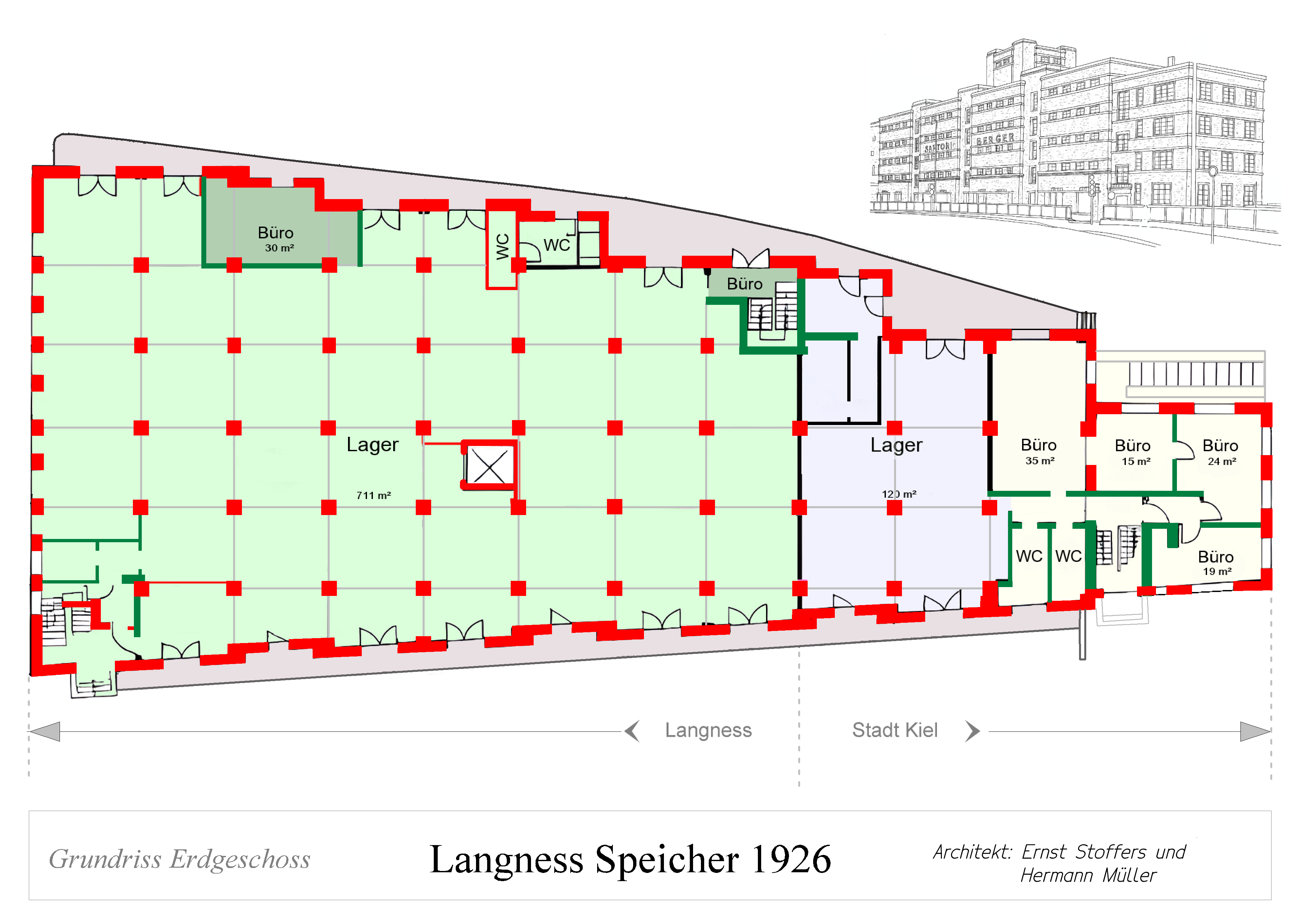 Grundriss Langness-Speicher Kiel 1926