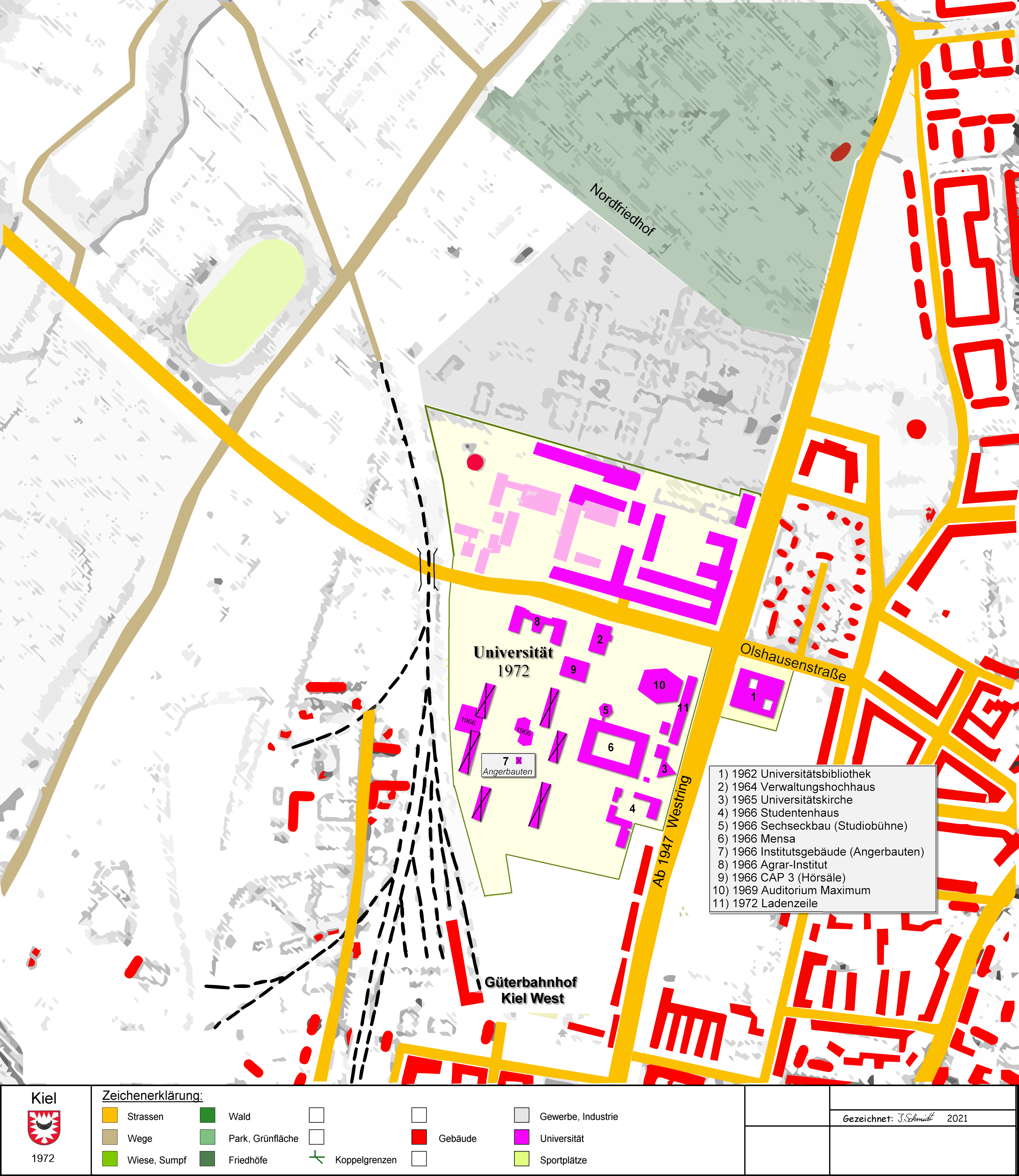 Lageplan Christian-Albrechts-Universitt Kiel 1972