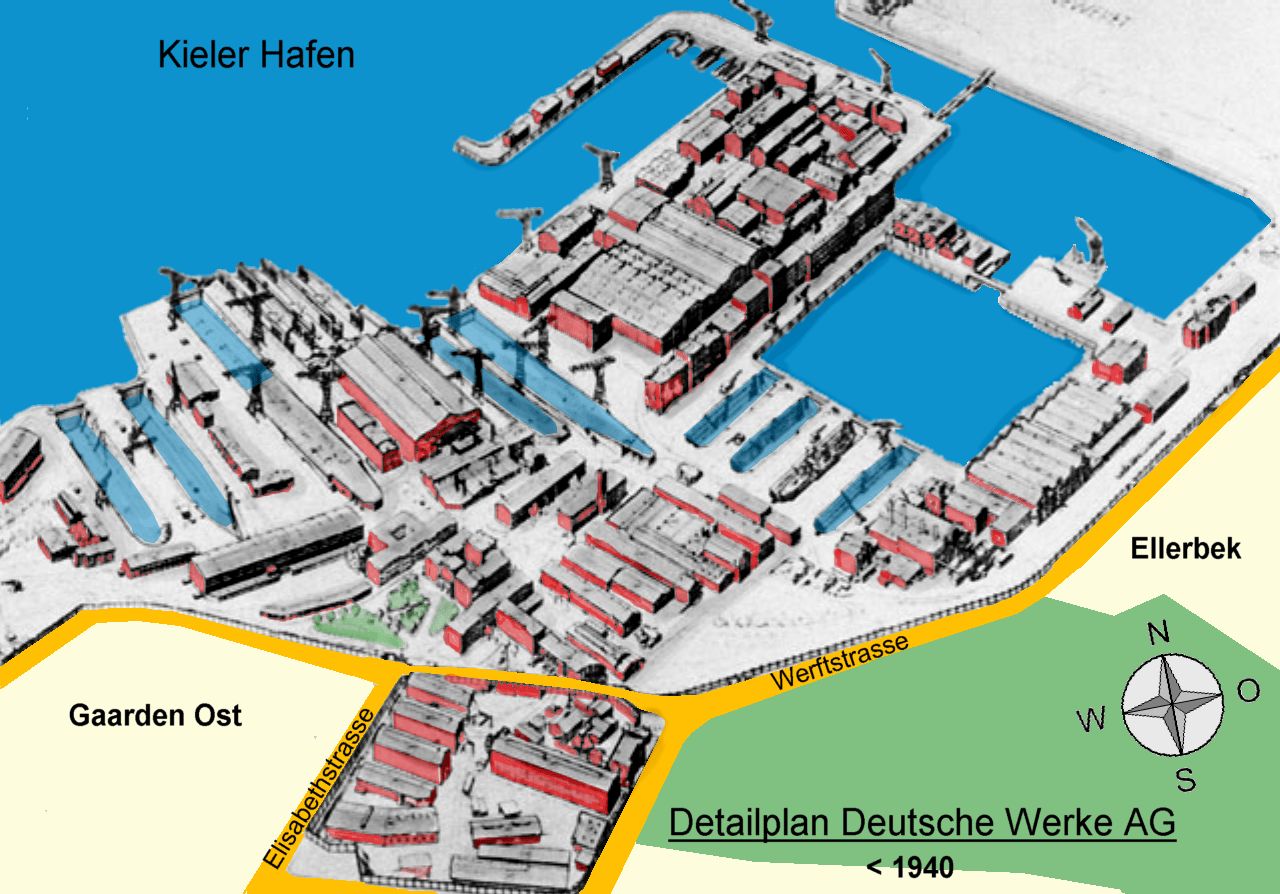 Lageplan Deutsche Werke AG Kiel 1936
