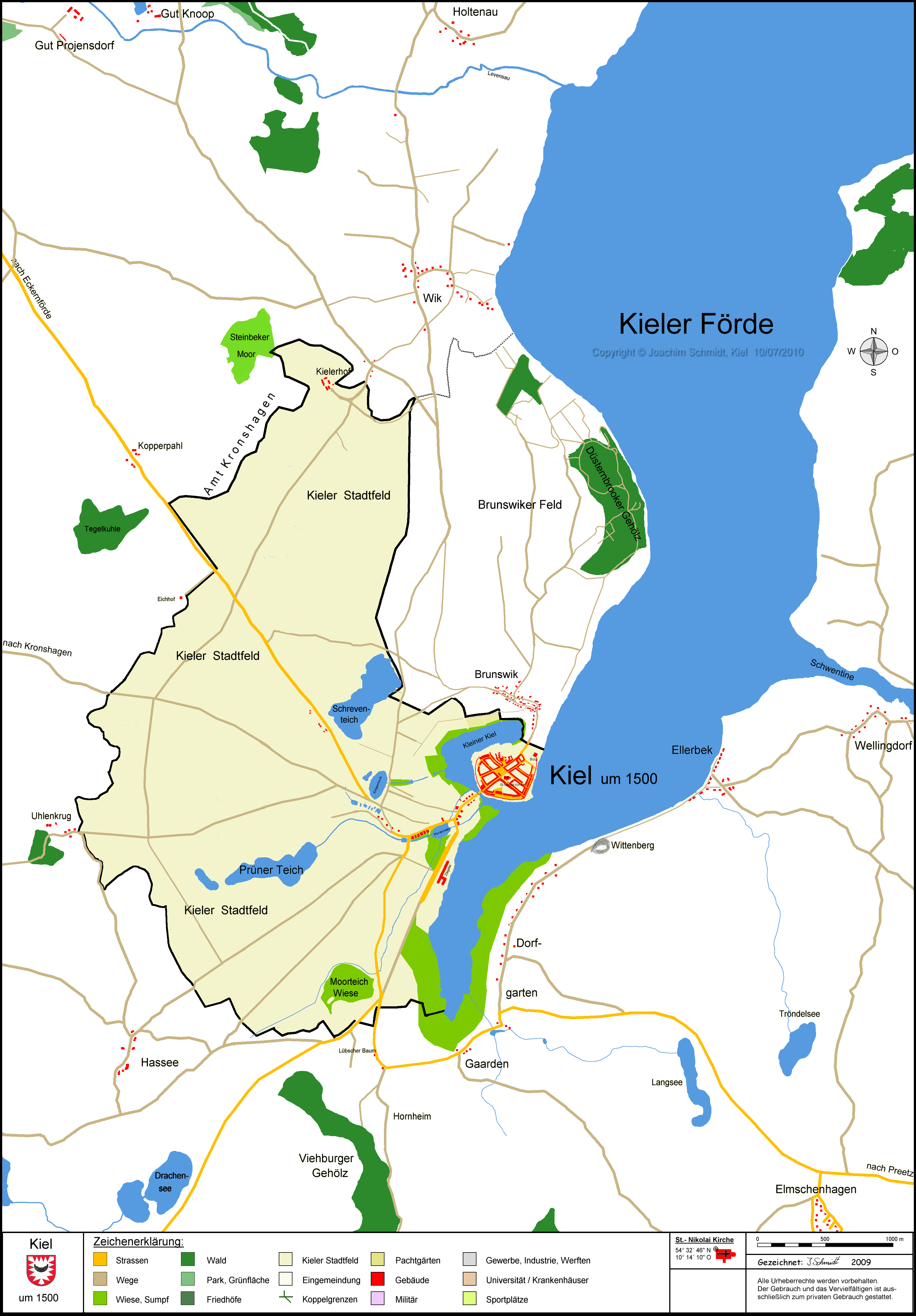 Stadtplan Kiel 1500